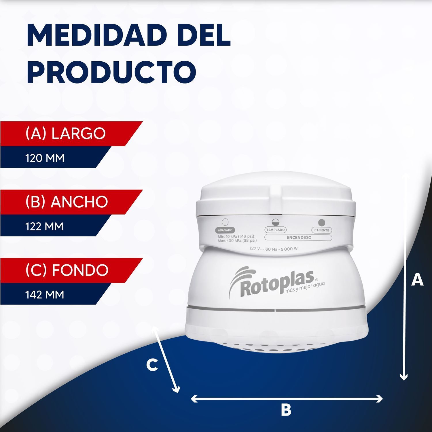 Regadera Eléctrica Rotoplas 5000 W 310841