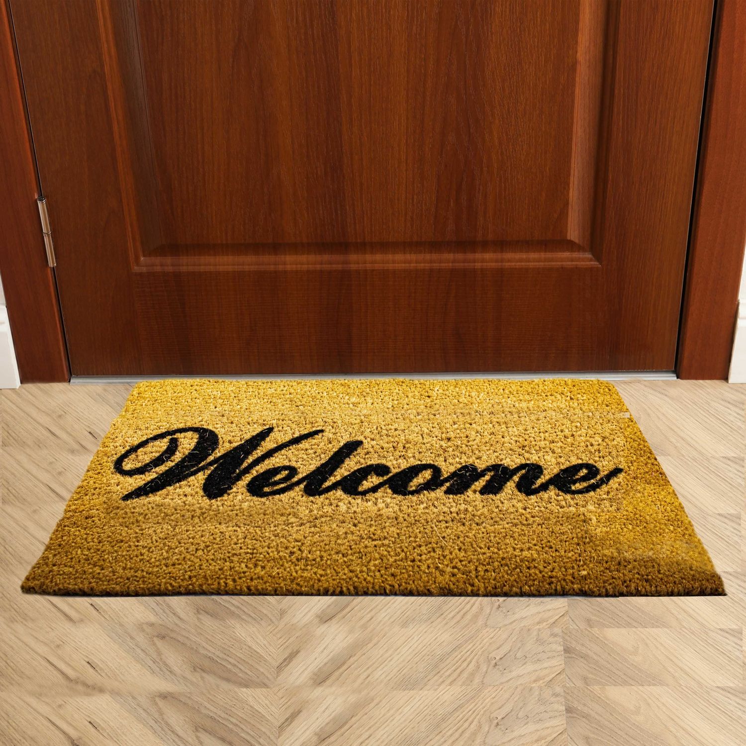 Tapete Antideslizante Leyenda Welcome Color Negro y Tostado