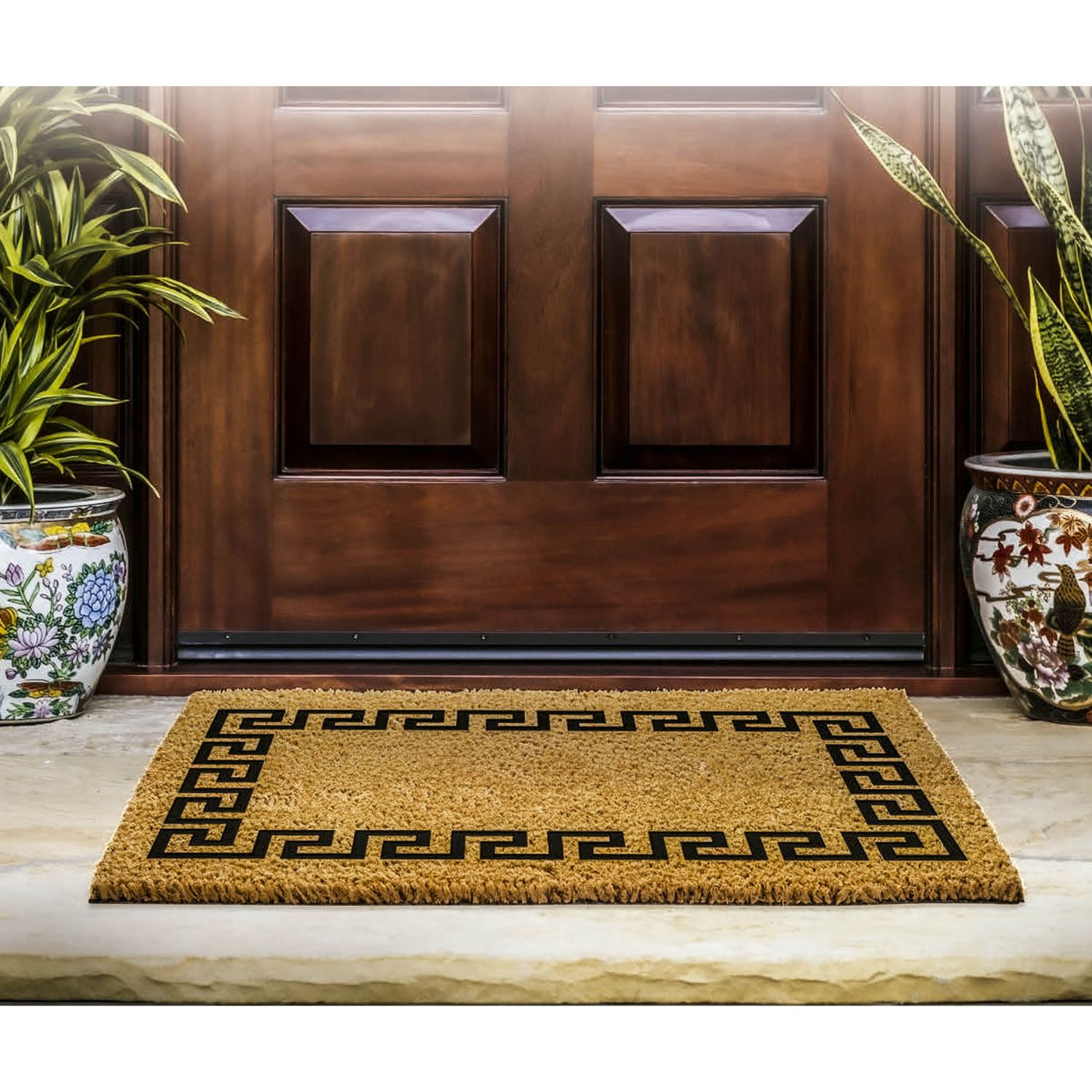 Tapete Antideslizante Llave Griega Negro Tostado 45X76cm