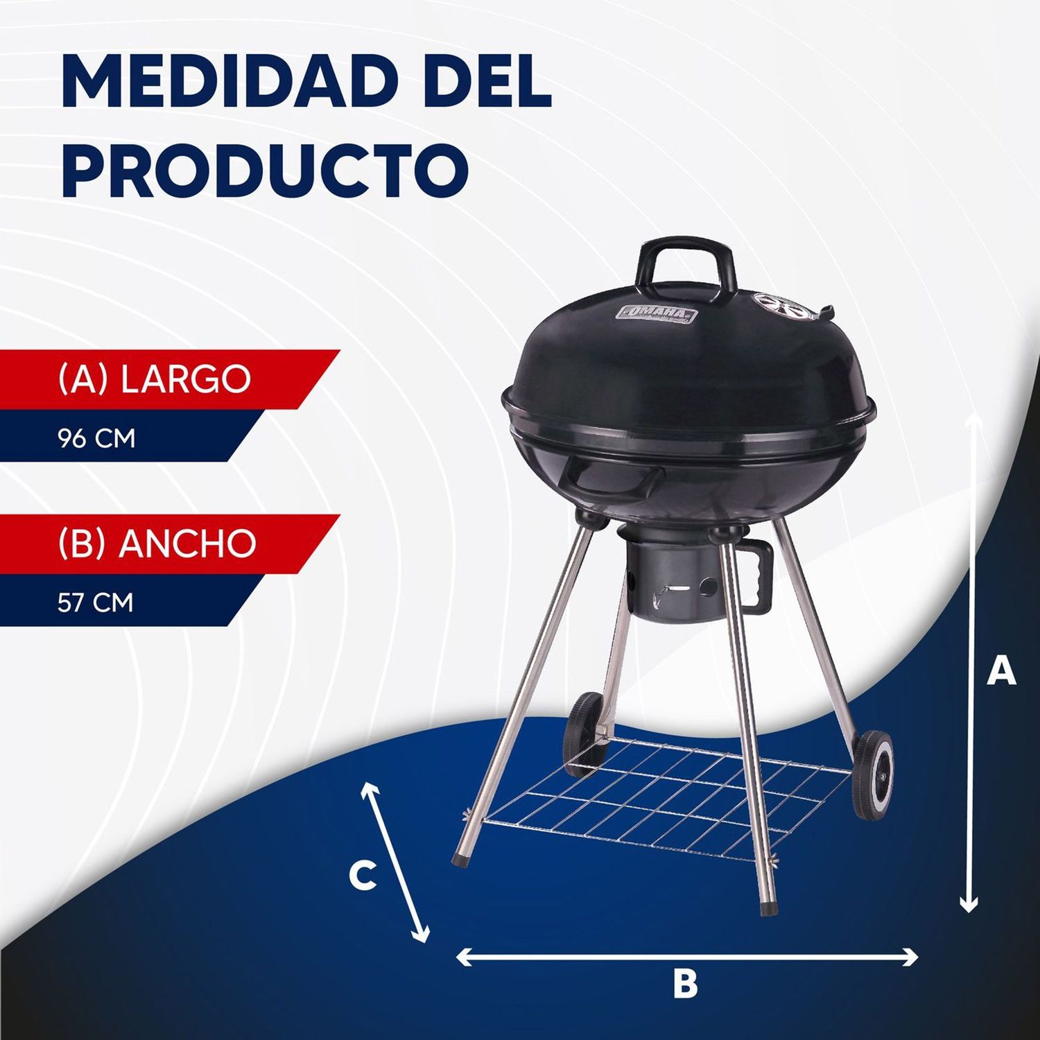 Asador Ovalado de Acero Esmaltado Medida 57X96cm