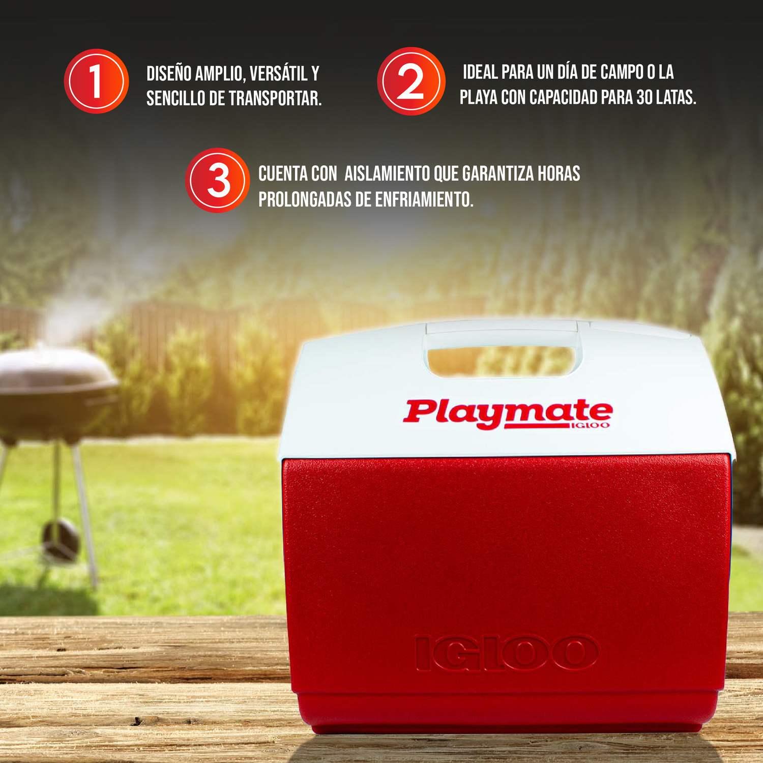 Hielera playmate Elite Igloo 16 QT 30 latas rojo y blanco