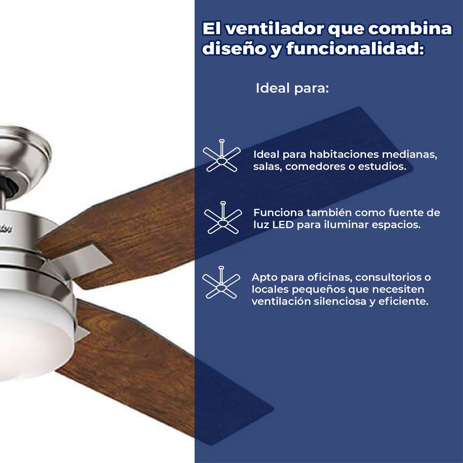 Ventilador Mercado 50 pulg Niquel Hunter