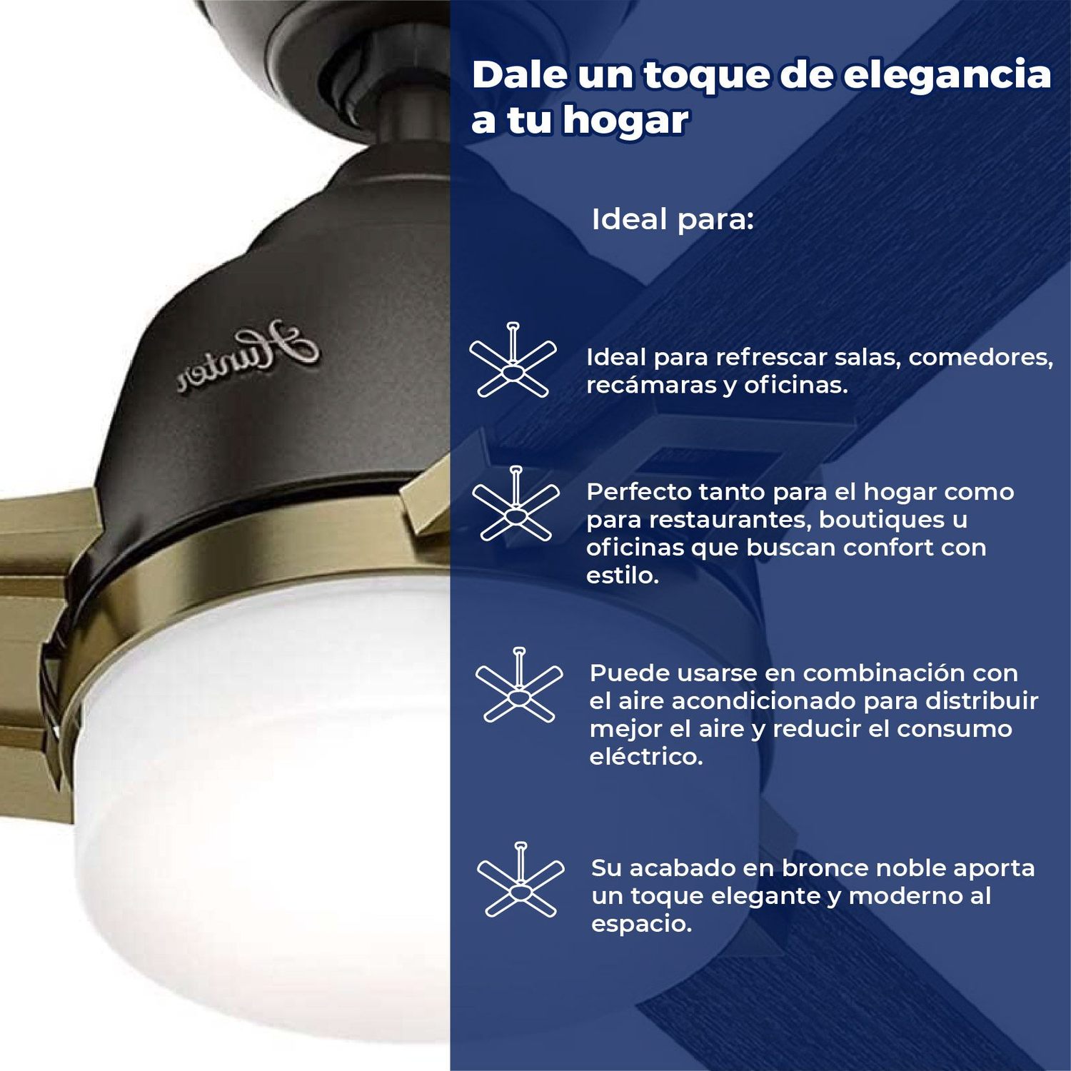 Ventilador Leoni 48 Bronce Noble 3 Aspas