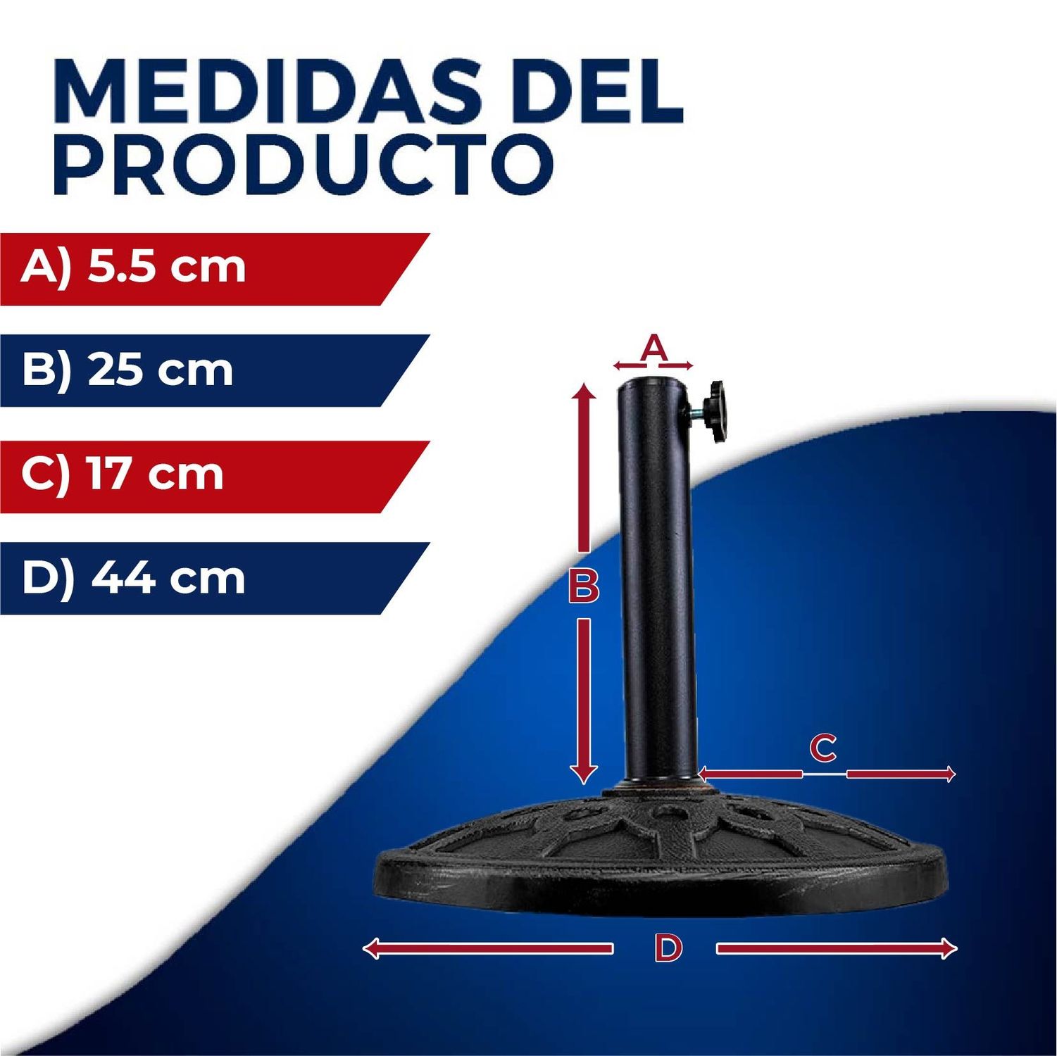 Base Para Sombrilla Jardín Redonda Color Negro