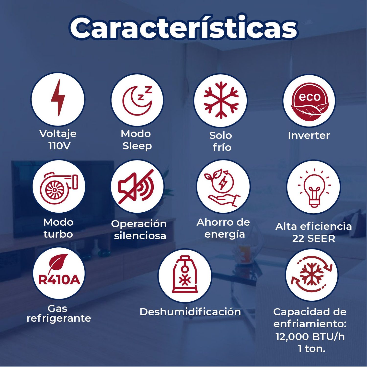 Minisplit Inverter Magnum 22 1 Ton Solo Frio 110V