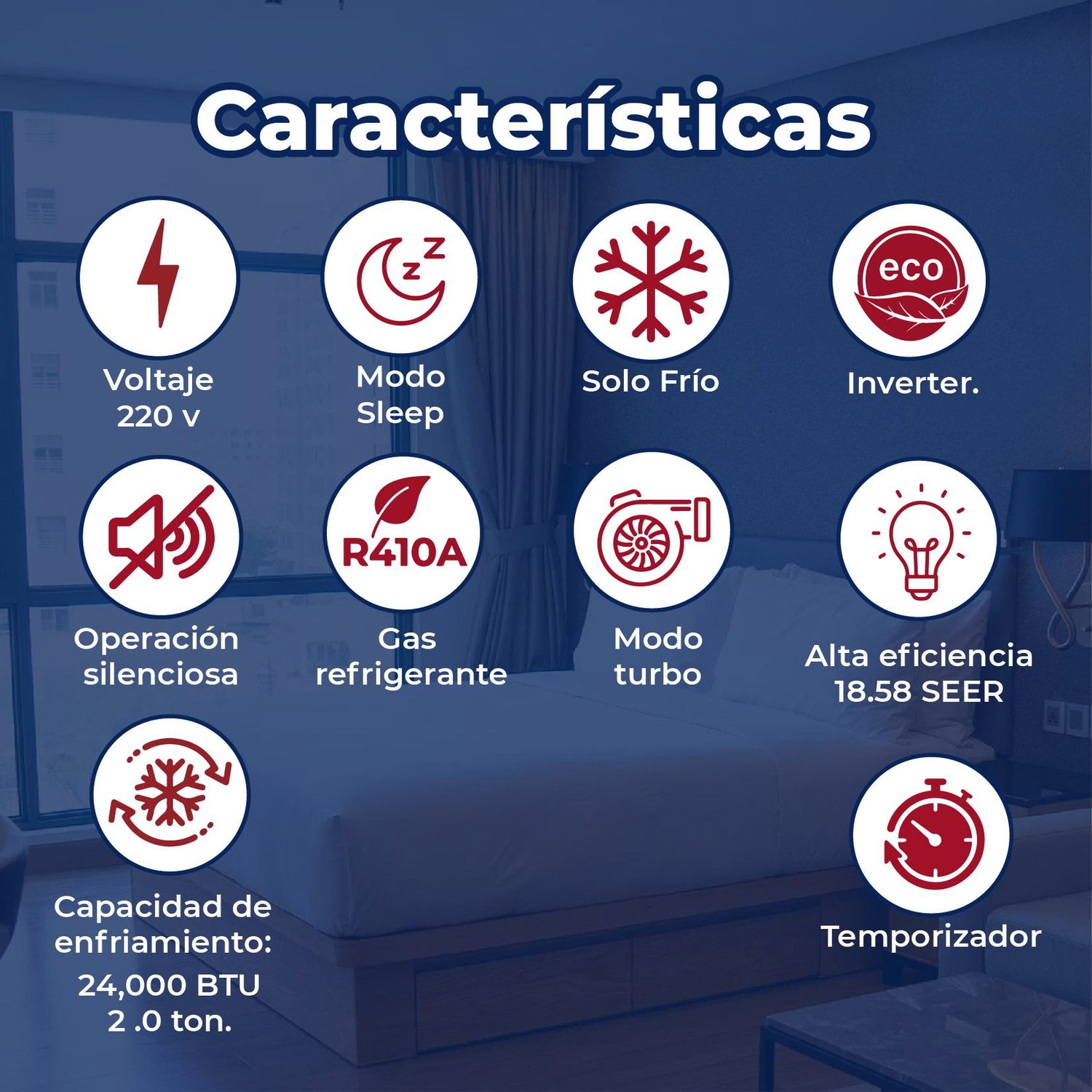 Minisplit Inverter 2 Ton Solo Frio 220V PRIME