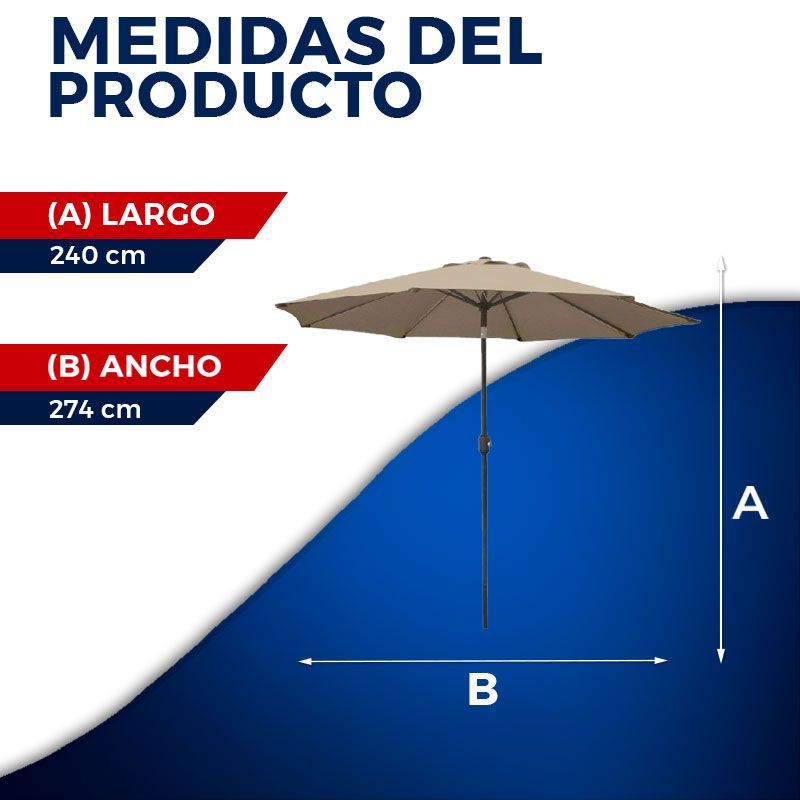 Sombrilla Jardín Con Manivela Acero Taupe