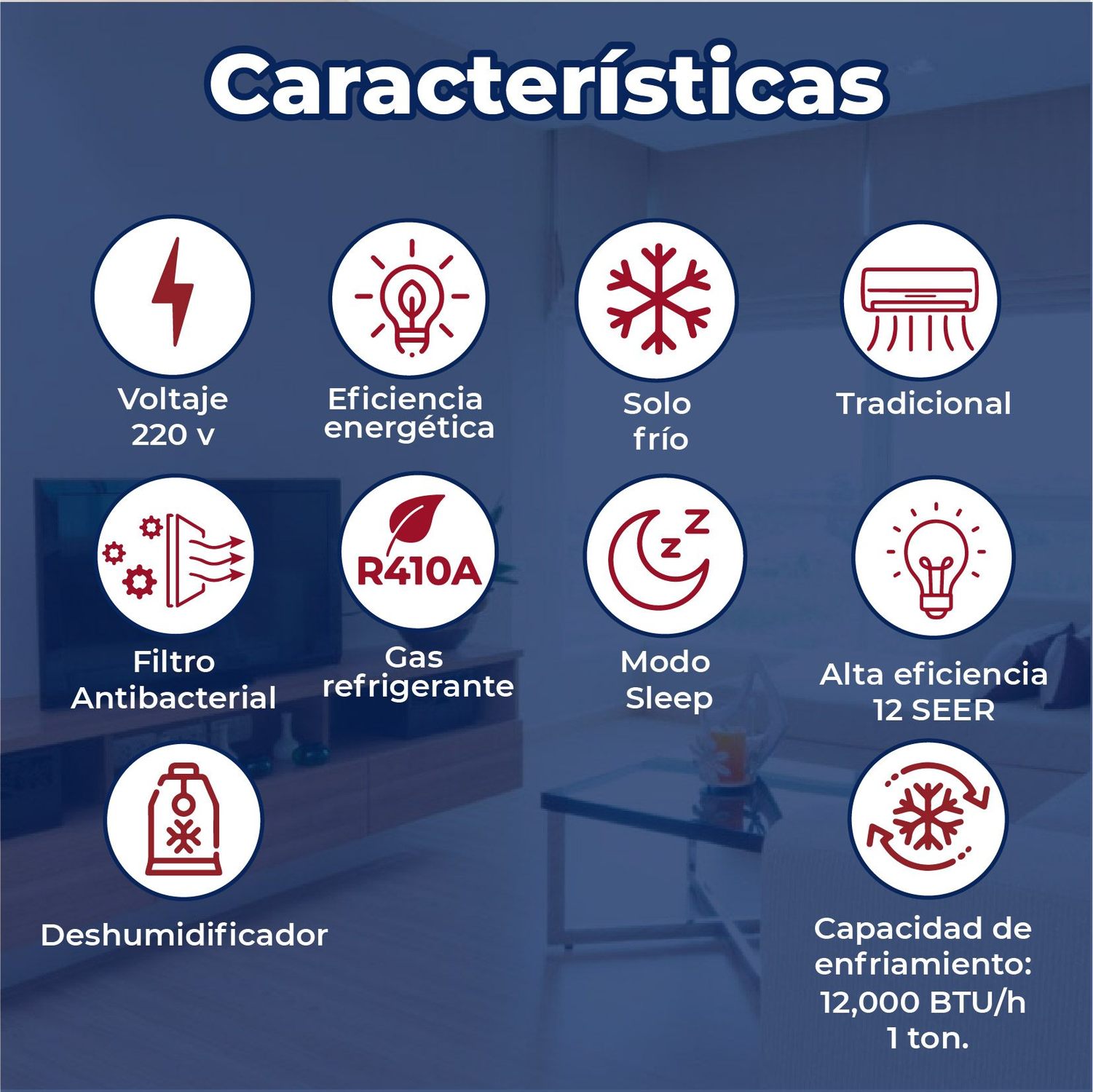 Minisplit Tradicional 1 Ton Solo Frio 220V Life 12 Plus