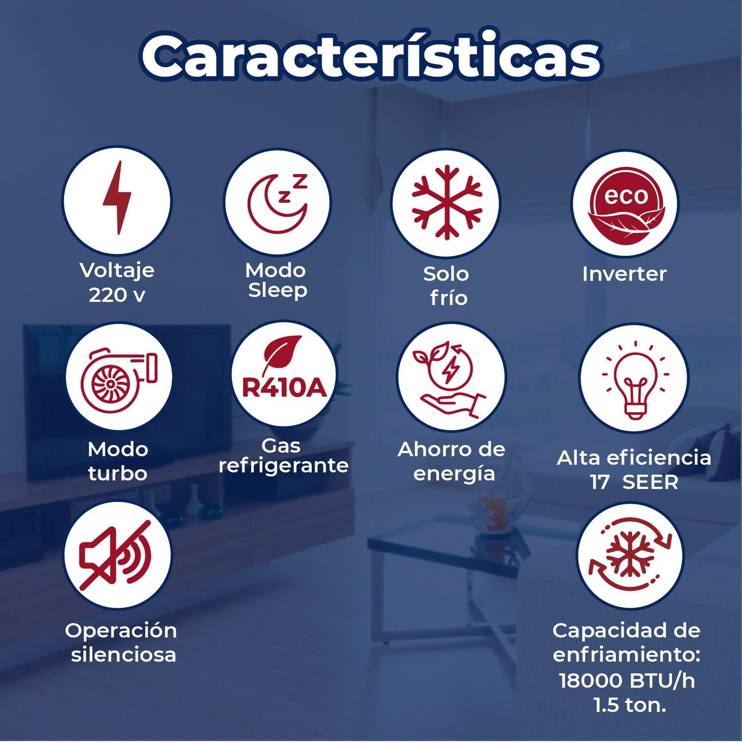 Minisplit 1.5 Ton Solo Frio 220v Inverter 17