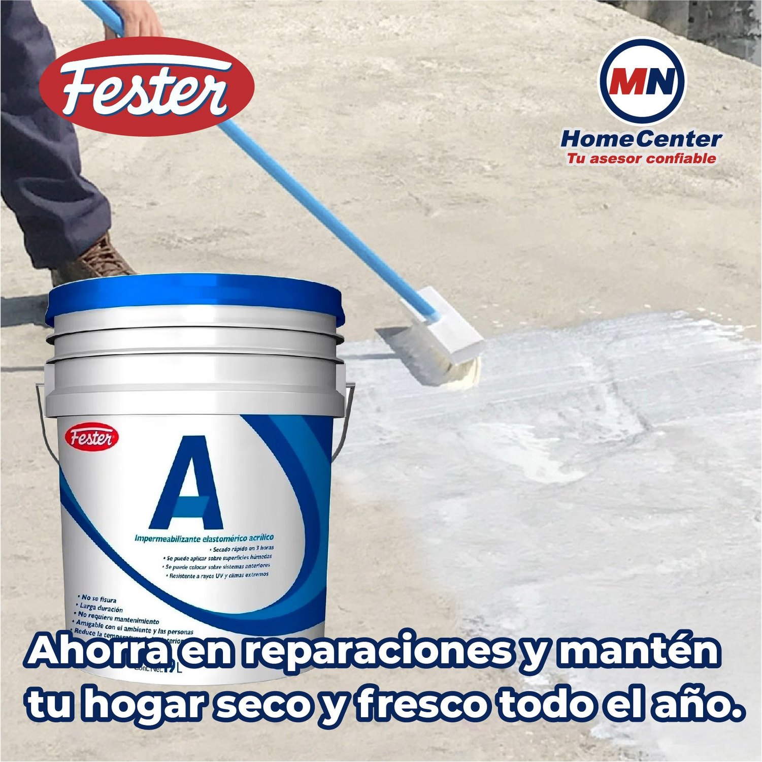 impermeabilizante acrílico Fester A5 Blanco 19 l