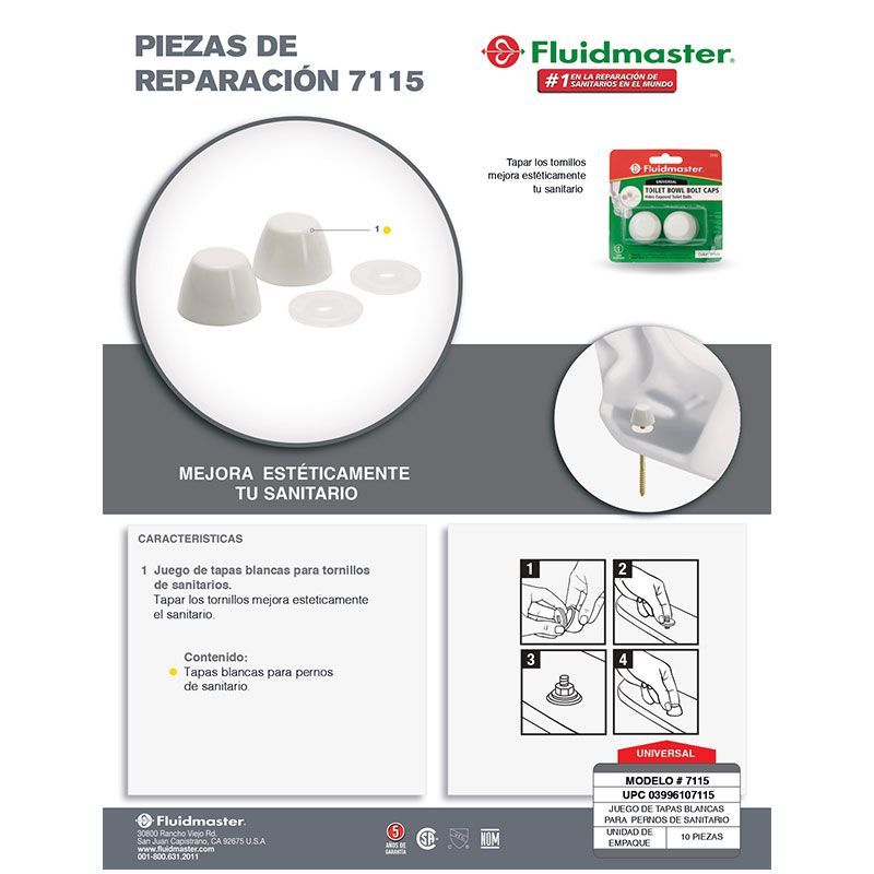 Kit Tapas Color Hueso para Pernos de Sanitario