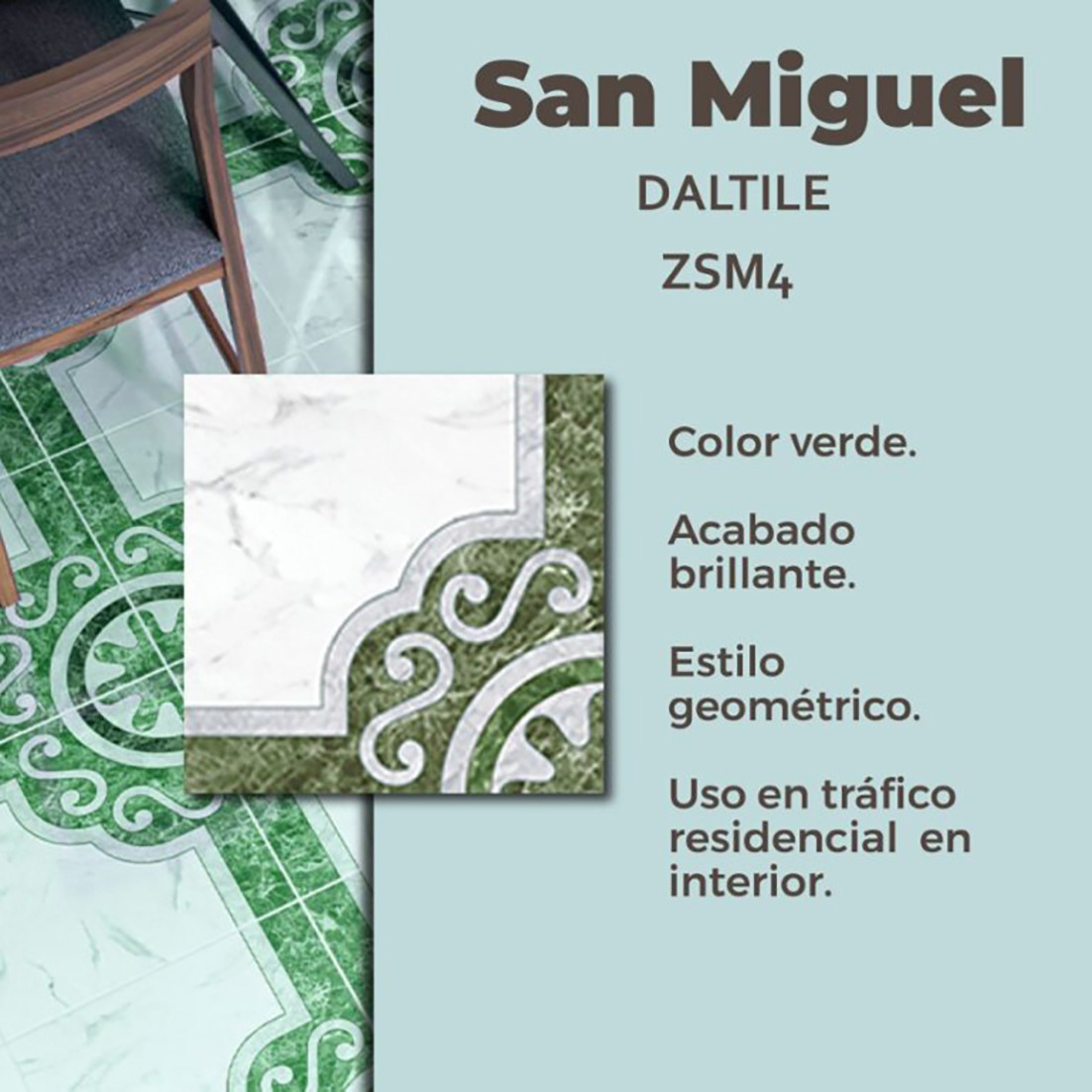 Piso San Miguel Verde Daltile 37x37 cm
