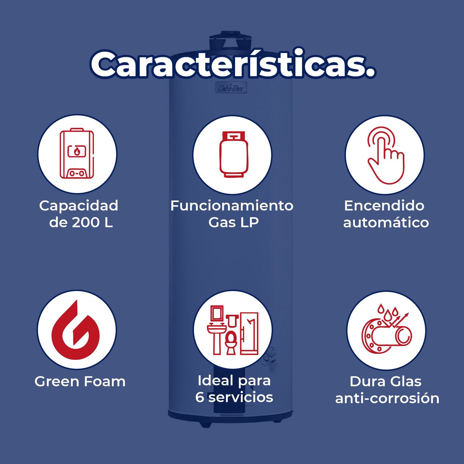 Calentador de Depósito Calorex Maximus 200 L Gas LP