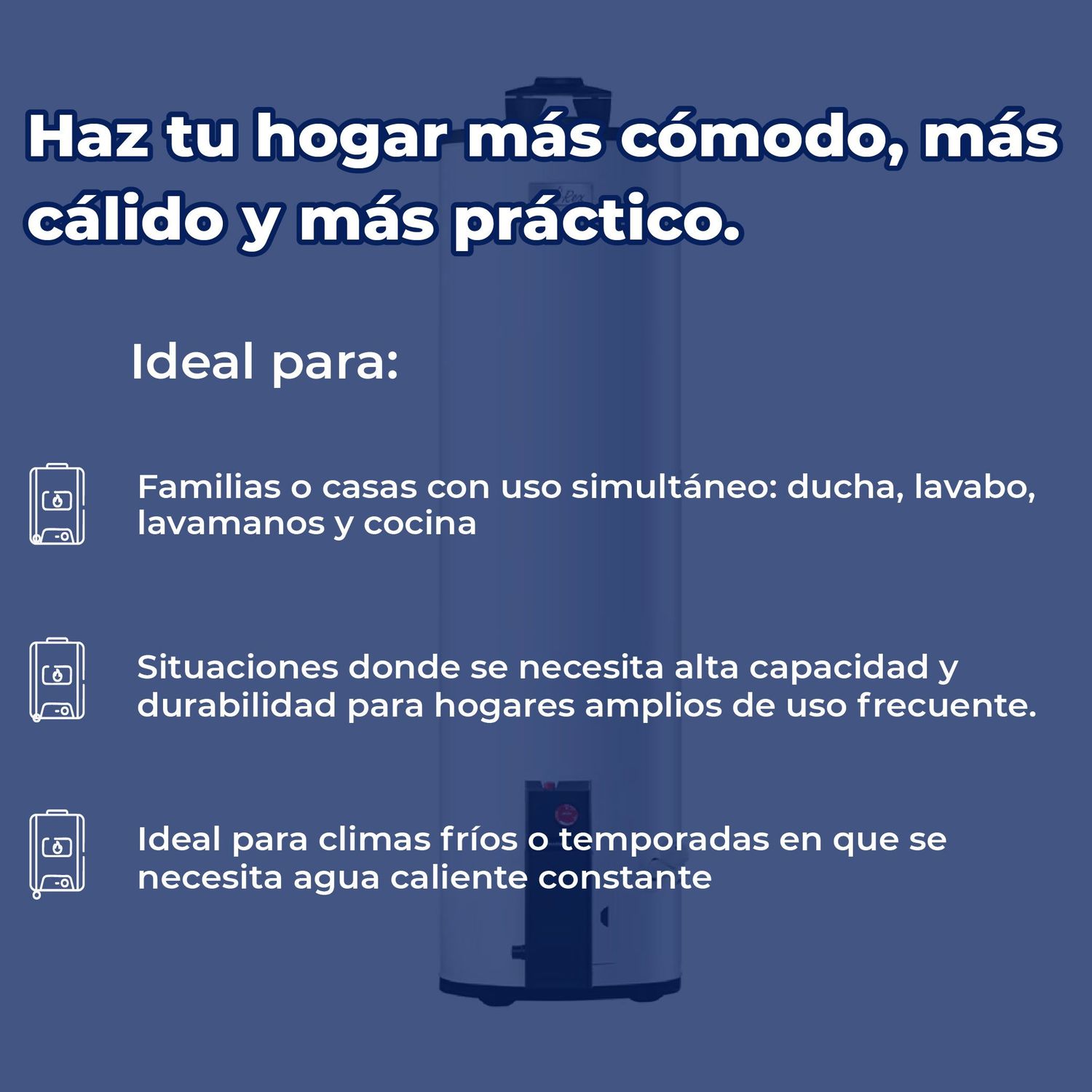 Calentador Depósito Calorex Maximus 132 L Gas Natural 4 Servicio