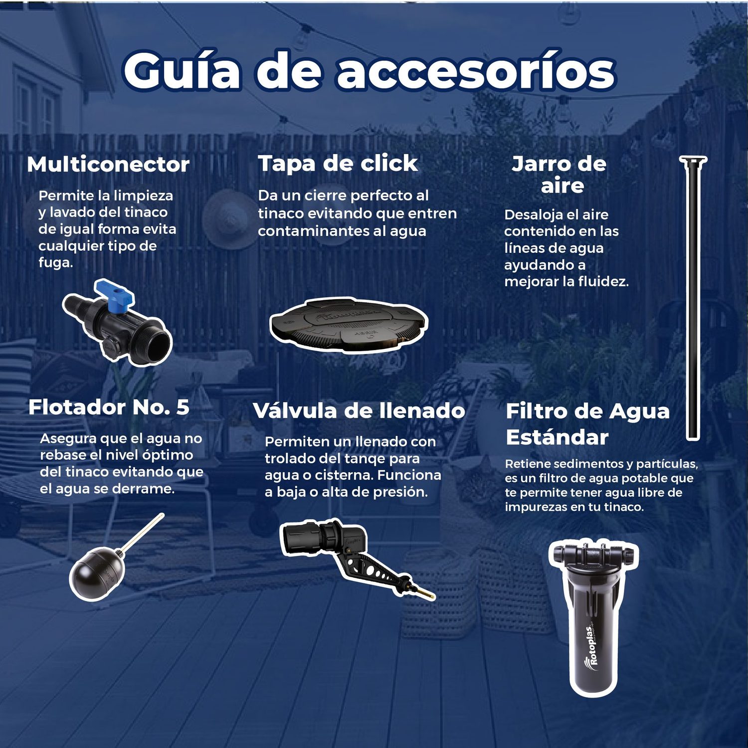 Tinaco Rotoplas Plus Beige 1100 L c/herrajes y Filtro