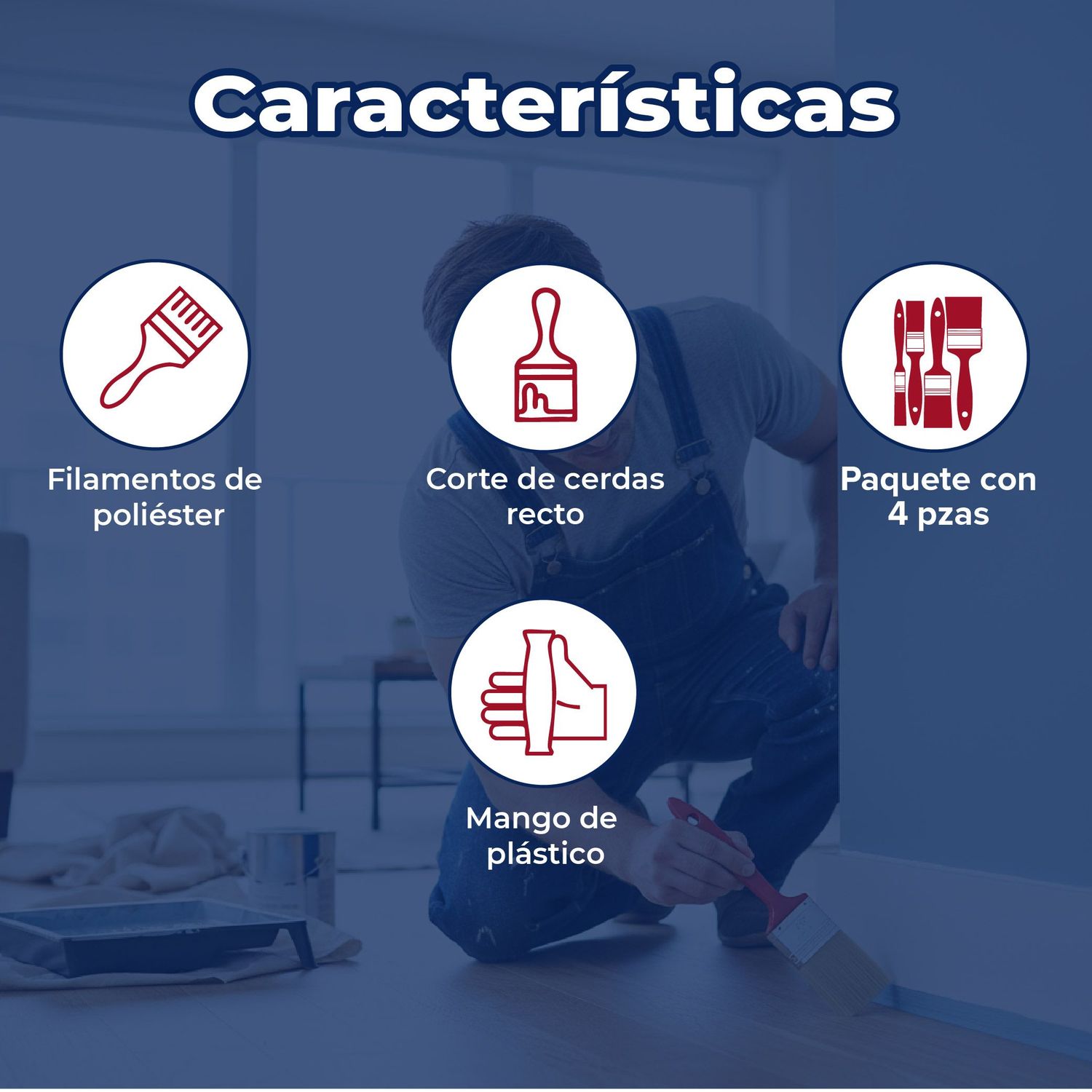 Brochas de Poliéster con 4 Piezas BYP