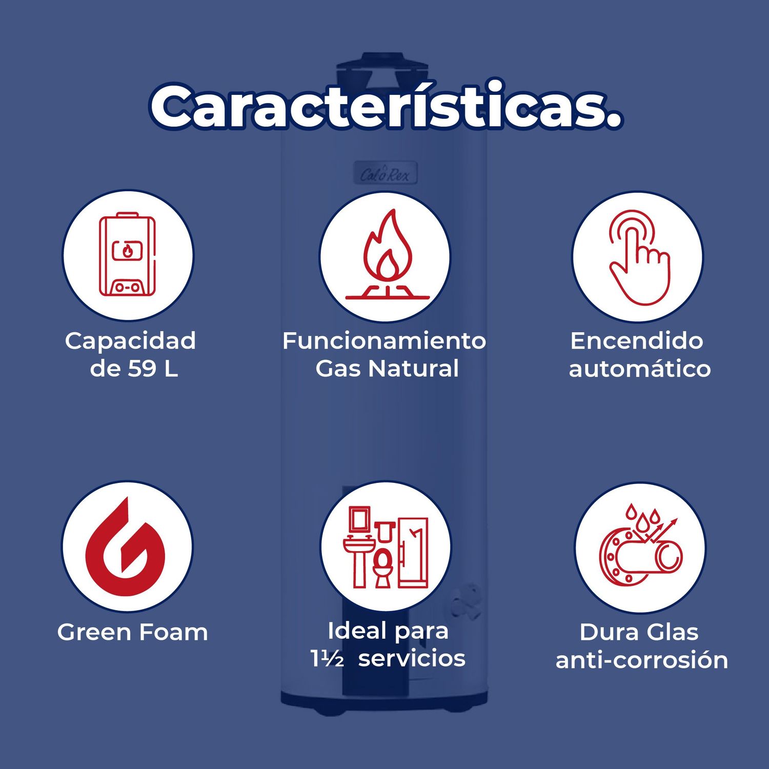 Calentador Deposito Maximus 59 L Gas natural 1 1/2 Servicio G15