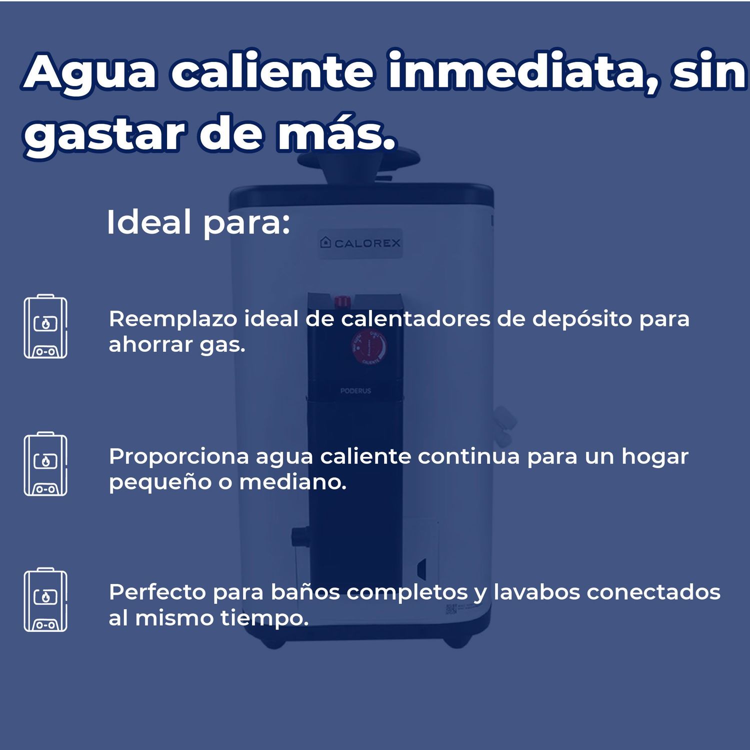 Calentador Calorex Poderus Paso 9 L Alta Extreme 1.5 serv Gas LP