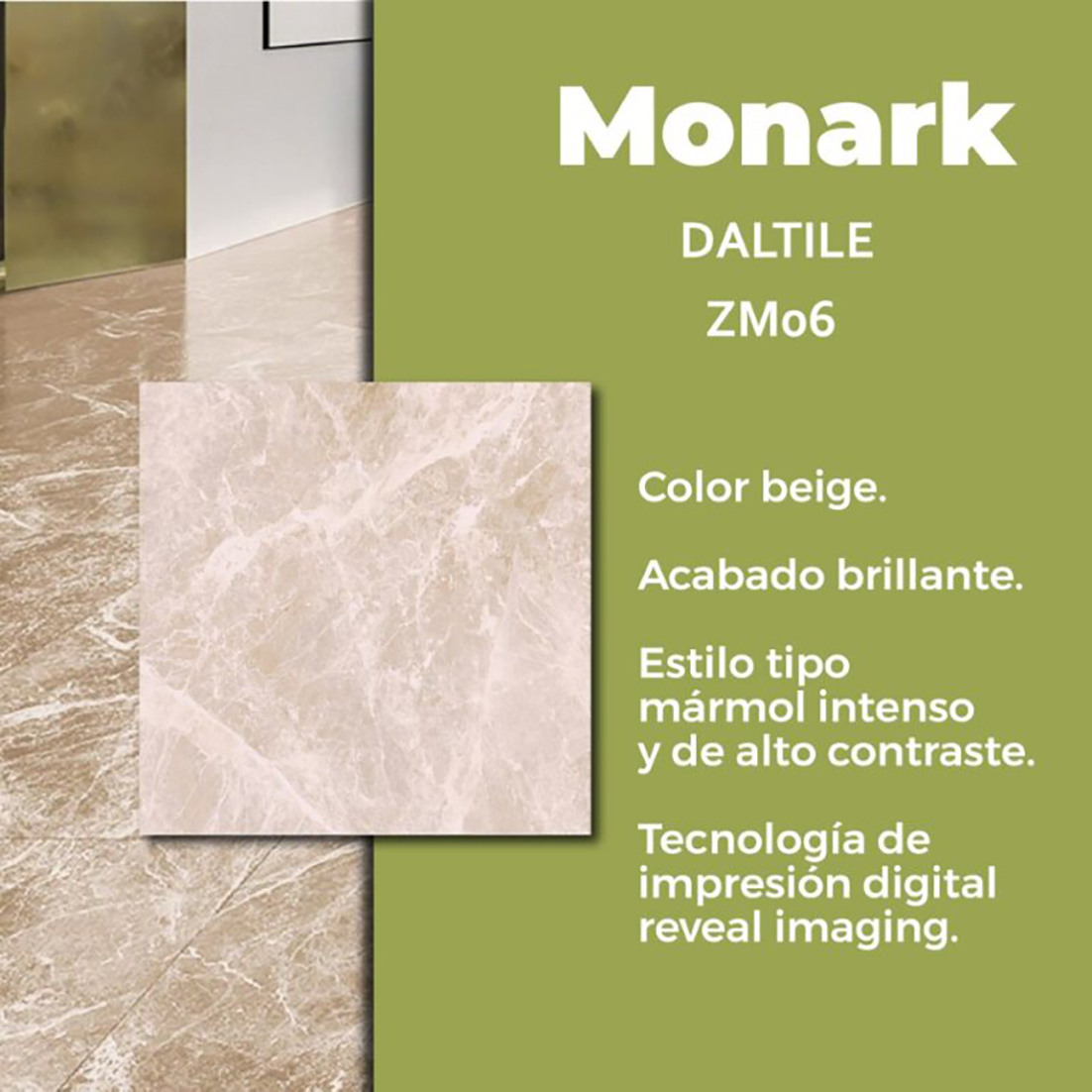 Piso Monark Beige Daltile 60.5 x 60.5 cm