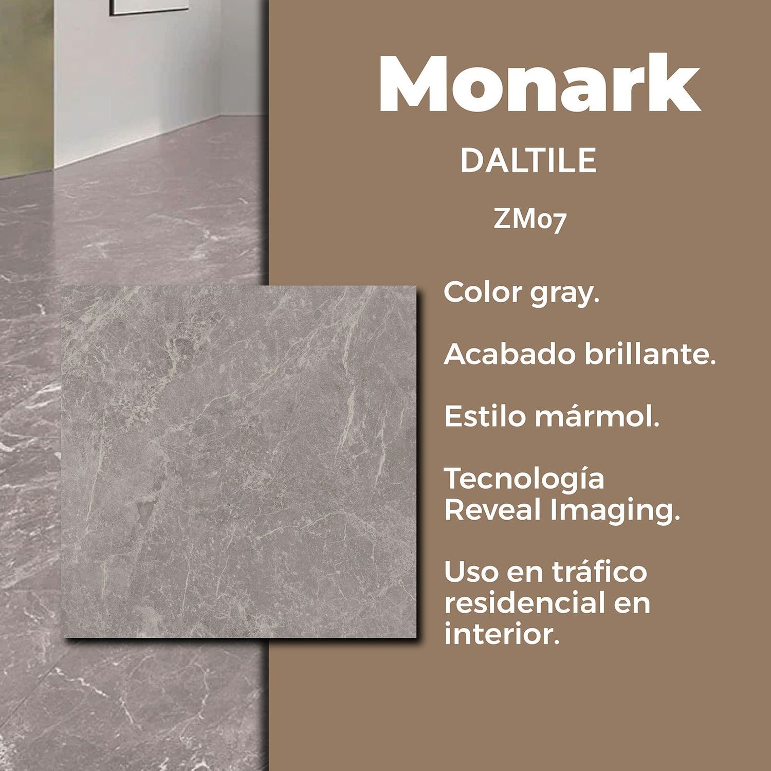 Piso Monark Gray Daltile 60.5x60.5 cm