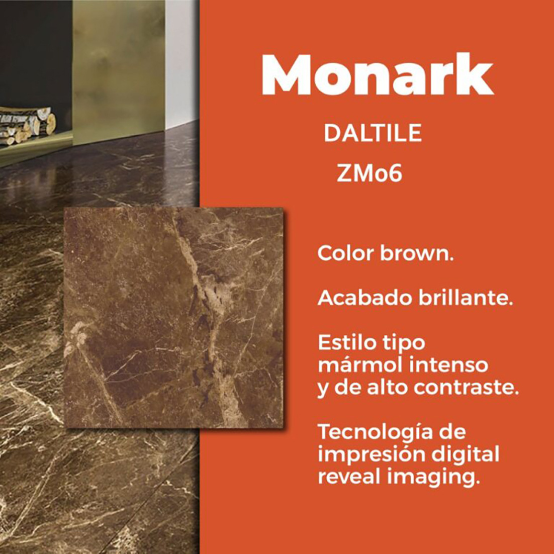 Piso Monark Brown Daltile 60.5x60.5 cm