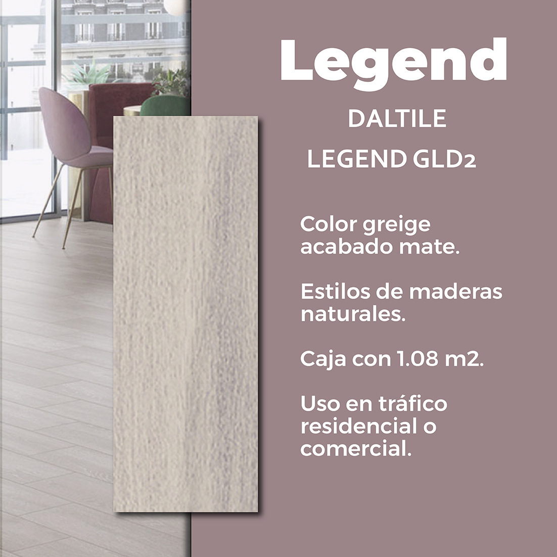 Piso Legend Greige Daltile 18x50 cm