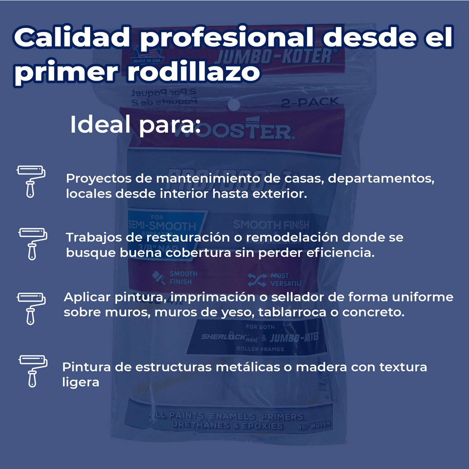 Repuesto Felpa Rodillo Pintura 1/2 1.43 Semi Áspero