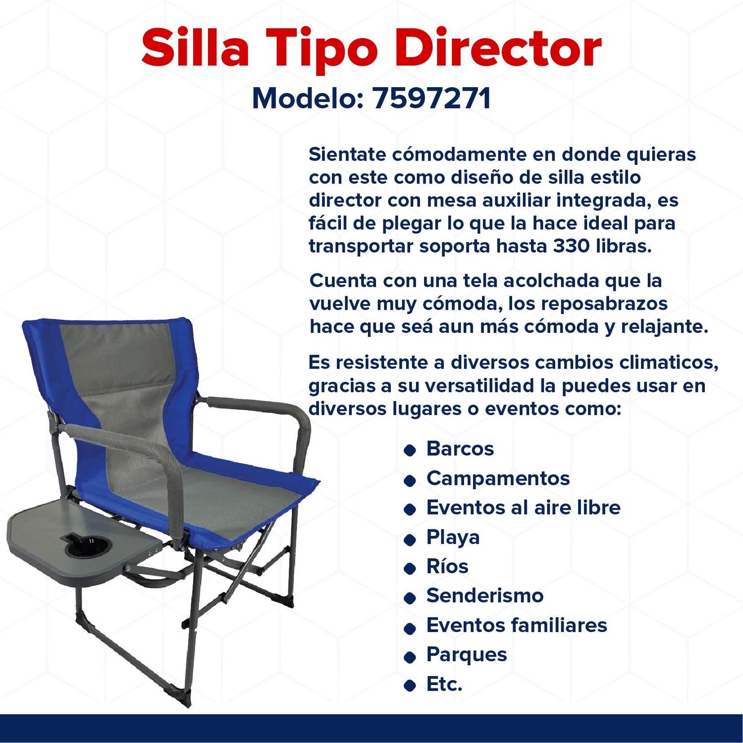 Silla plegable para camping o playa tipo director
