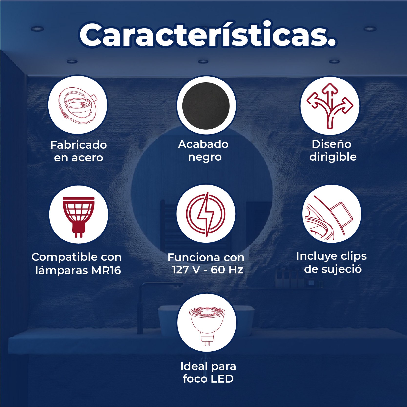 Spot Empotrable MR16 Dirigible Negro