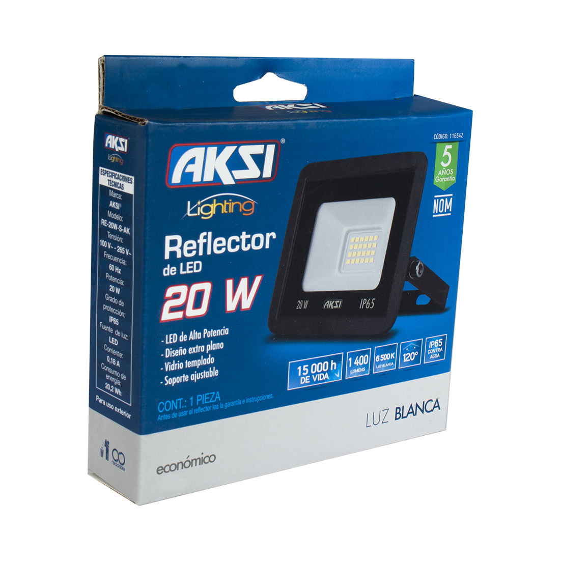 Reflector Led 20 W Luz Blanca 6500 K