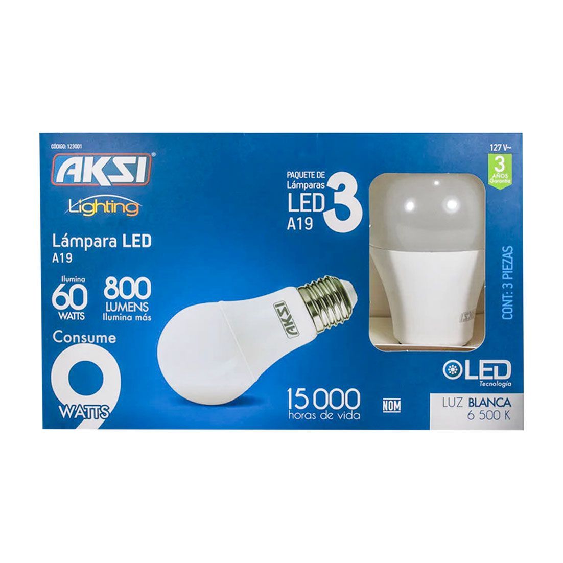 Paquete Foco Led 3 Piezas 9 Watts Luz Blanca