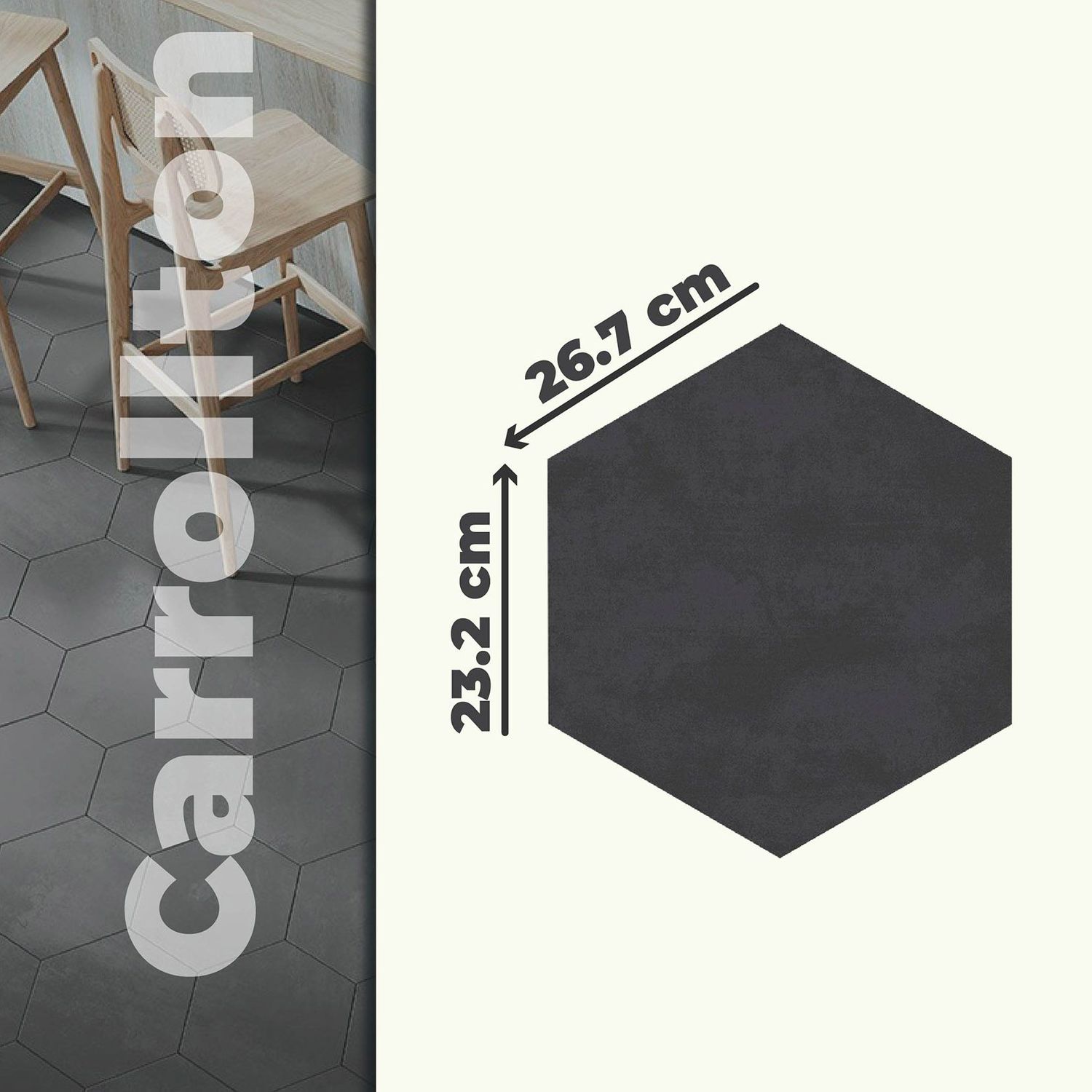 Piso Carrollton Charcoal Cesantoni 23.2x26.6 cm Rectificado