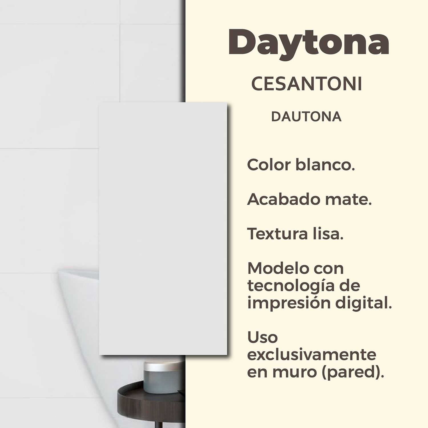 Muro Daytona Liso Cesantoni 30 x 60 cm Rectificado