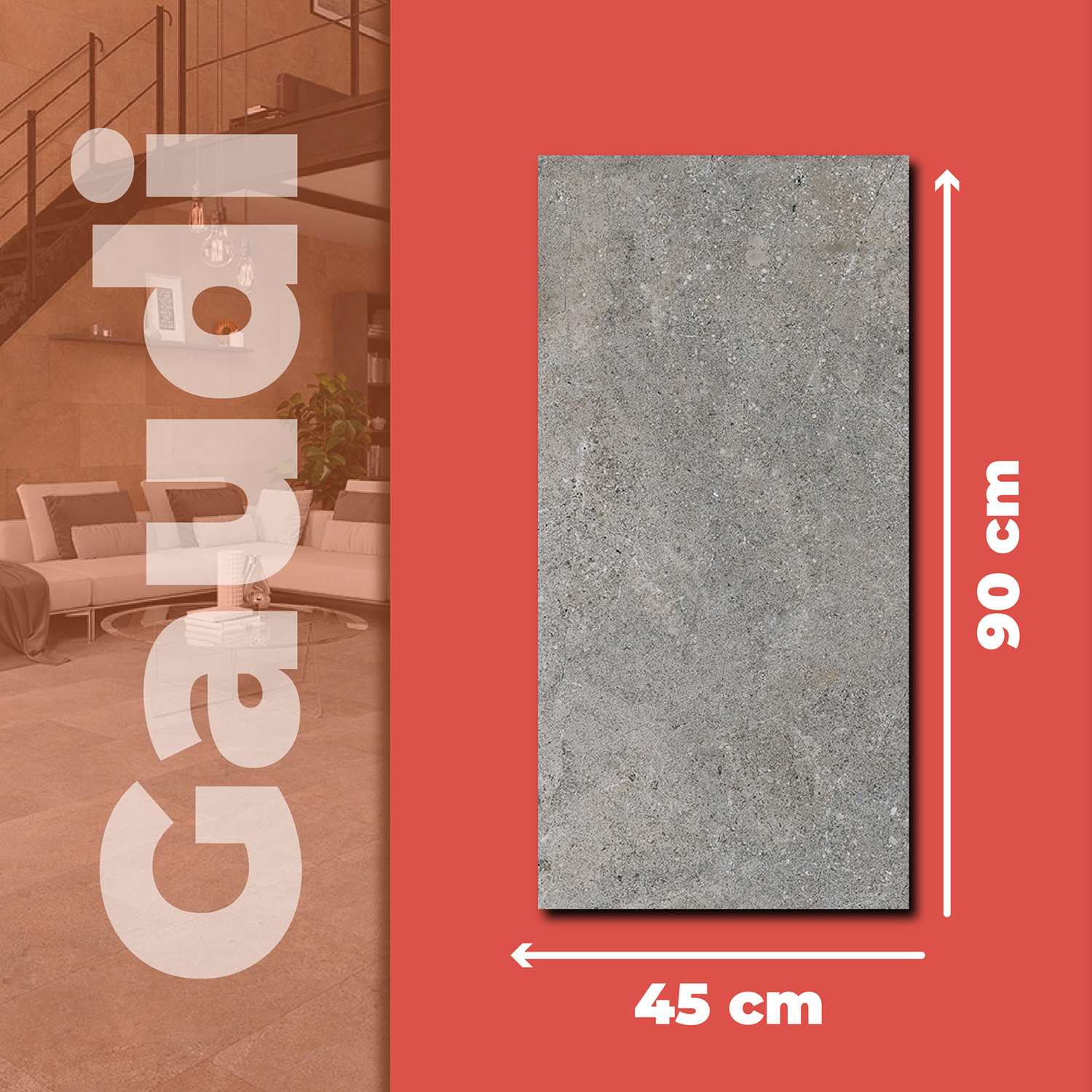 Piso Gaudi Gris Cesantoni 45x90 cm Rectificado