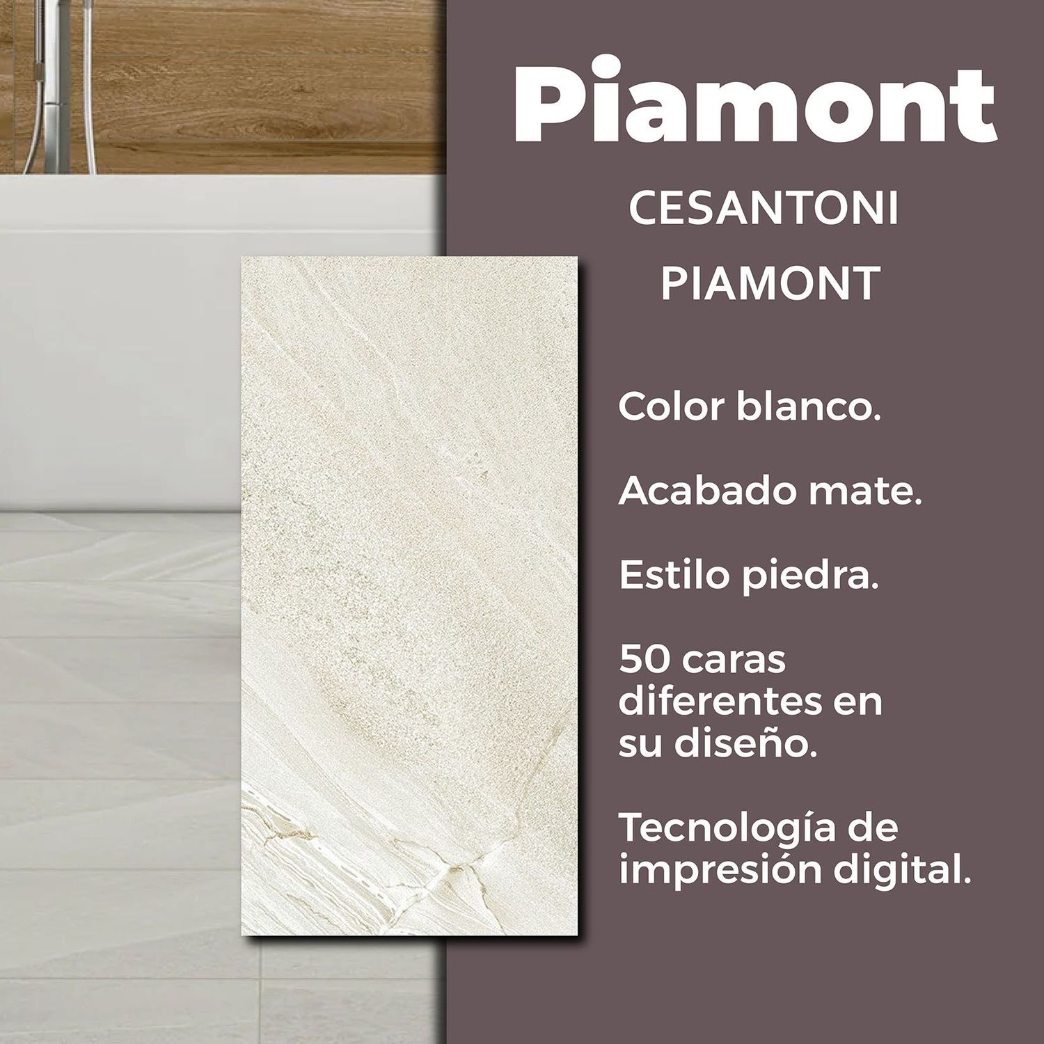 Piso Piamont Blanco Cesantoni 45x90 cm Rectificado