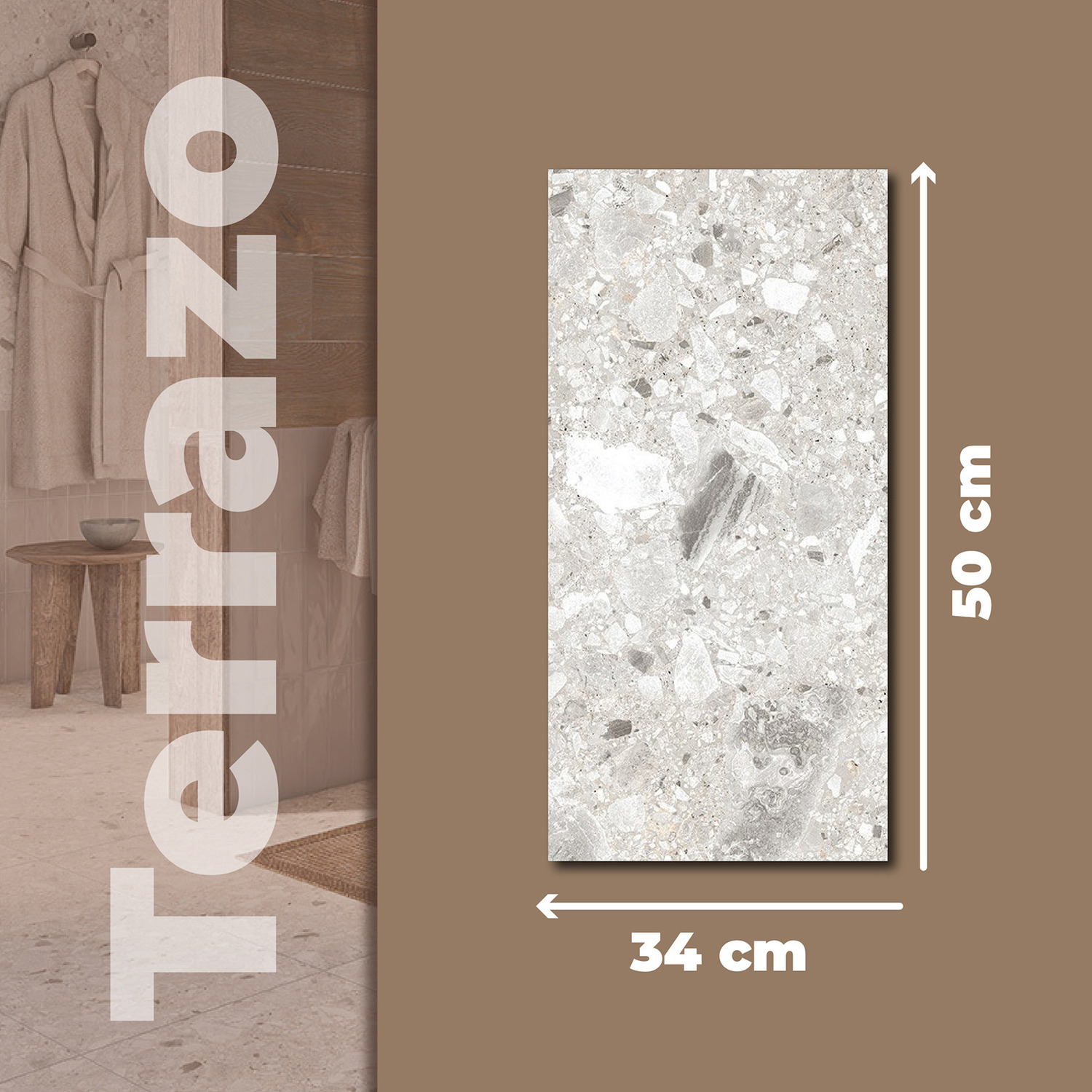 Piso Terrazo Cesantoni 45 x 90 cm Rectificado