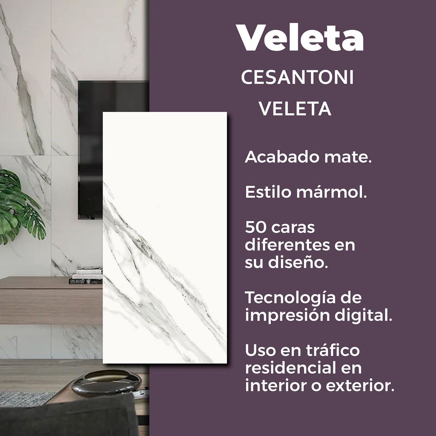 Piso Veleta Cesantoni 45 x 90 cm Rectificado