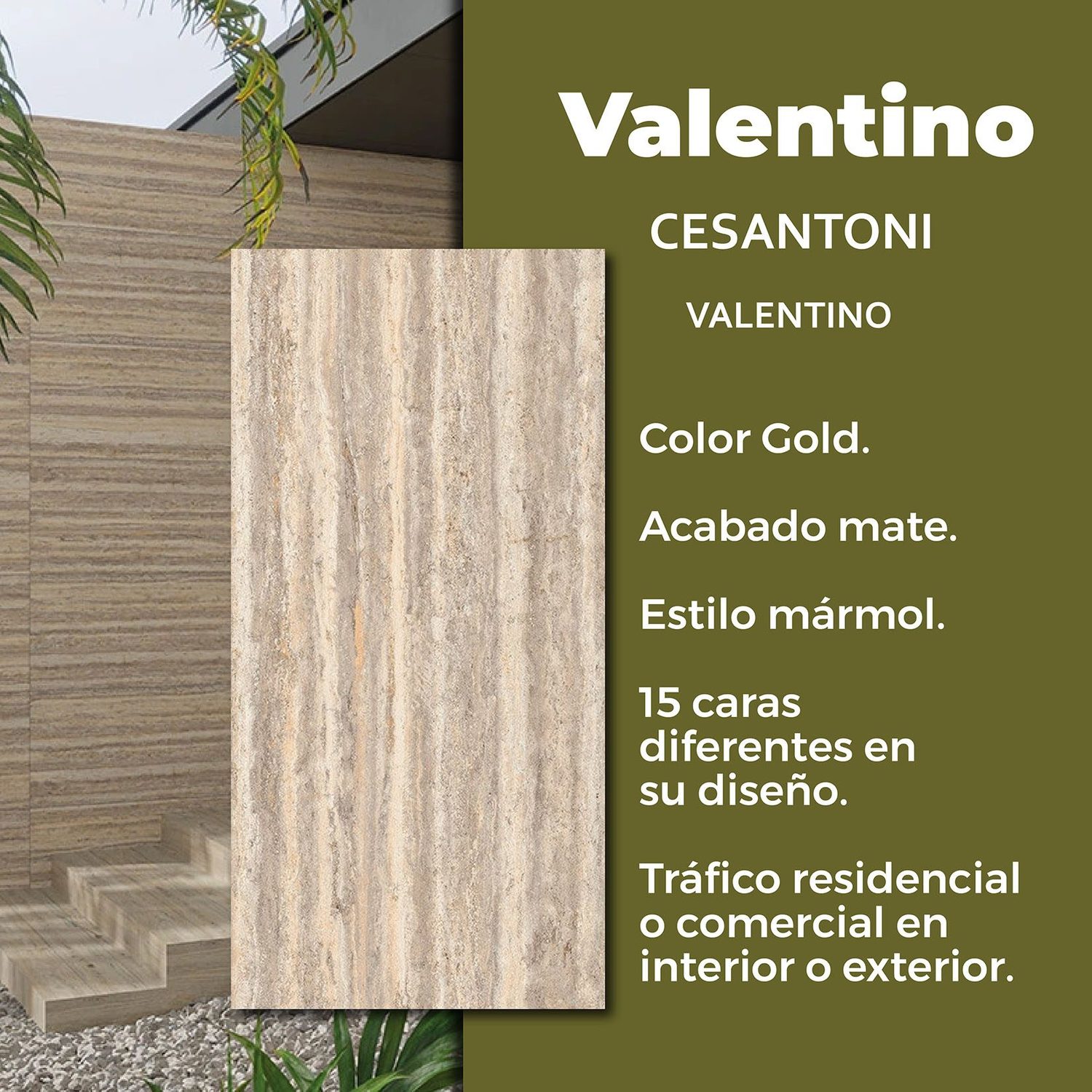 Piso Valentino Gold Cesantoni 60 x 120 cm Rectificado