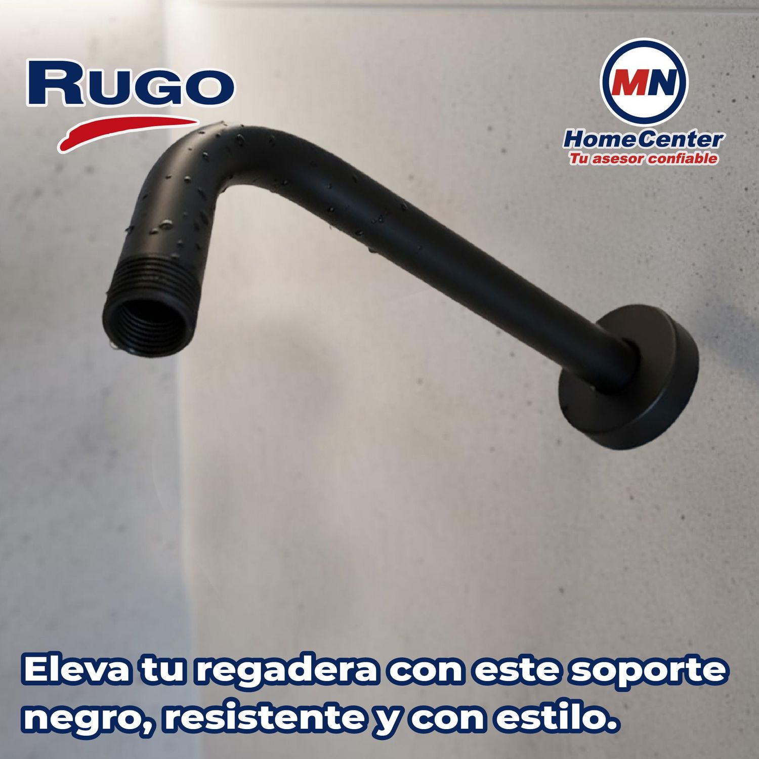 Brazo para Regadera Chapetón Rugo Acero Inoxidable Negro 20.2 CM