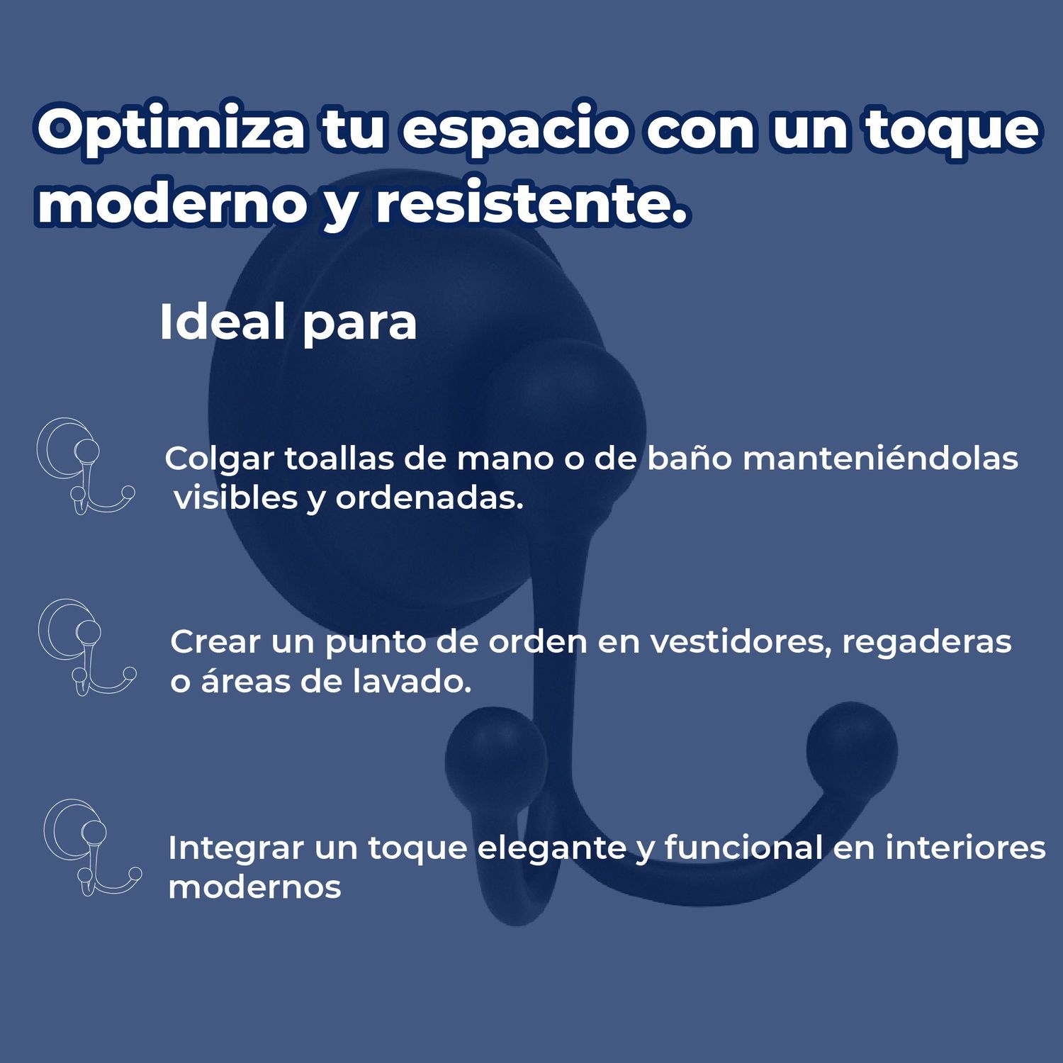 Gancho Doble Acabado Negro Rugo GA80N