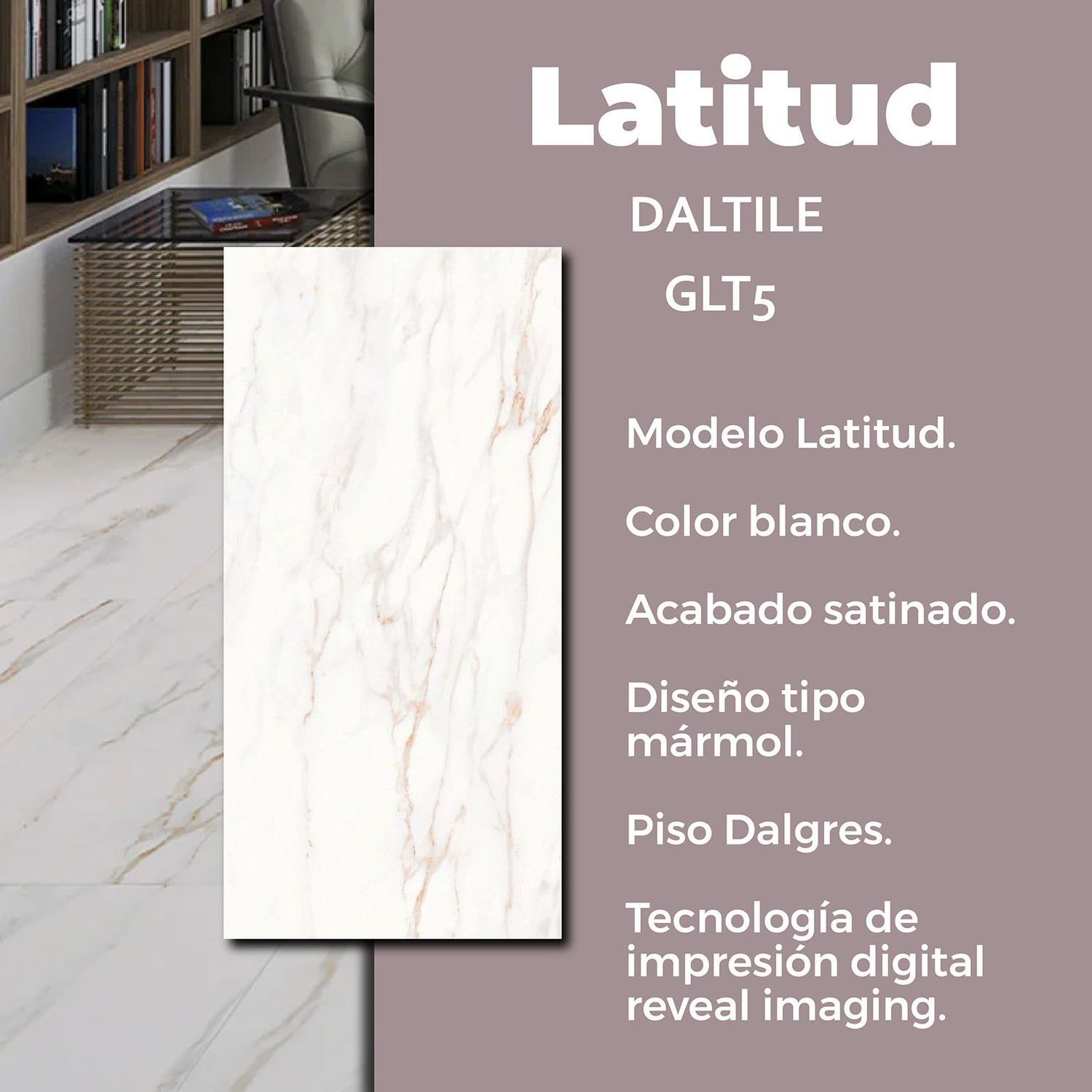 Piso Latitud Blanco Daltile 60x120 cm Rectificado