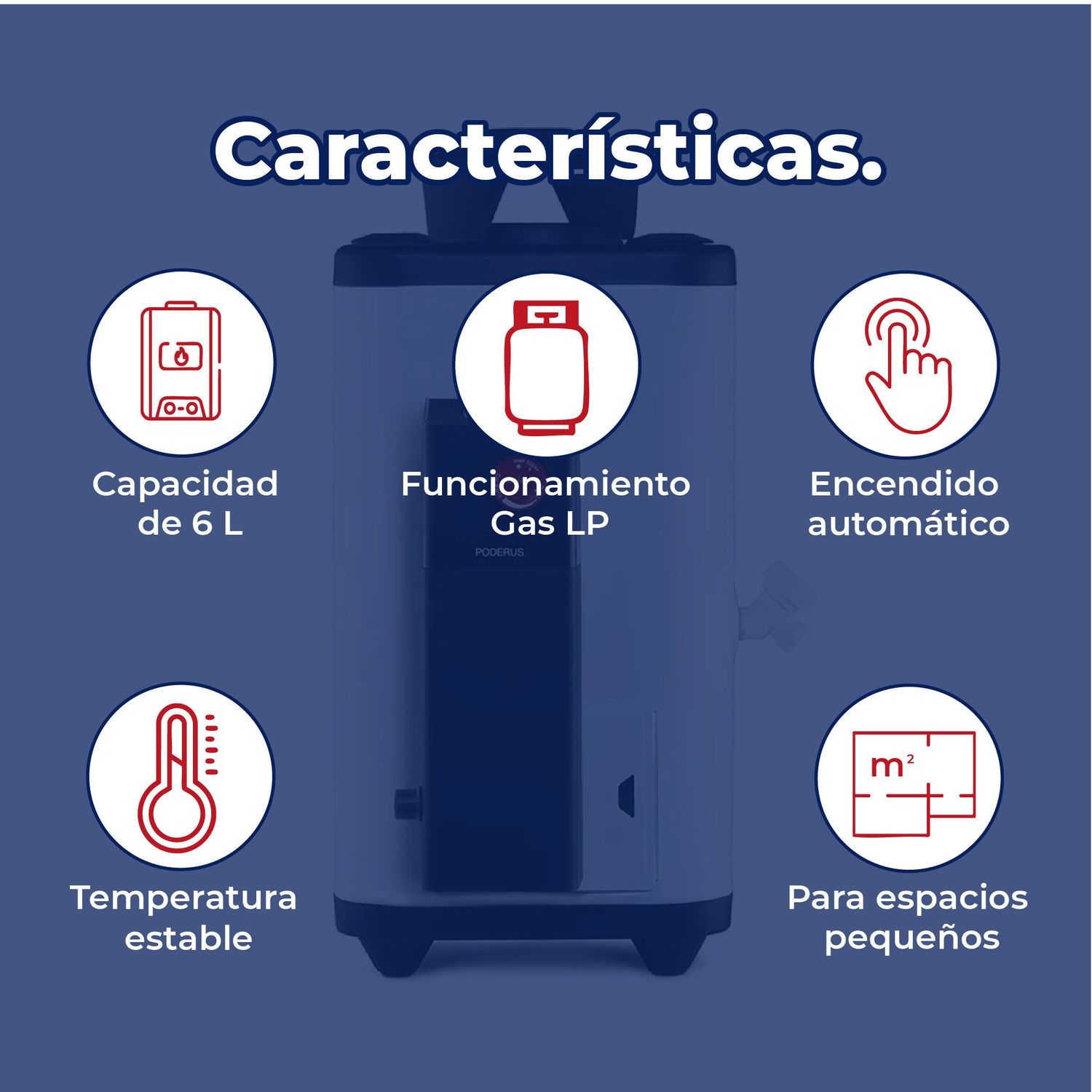 Calentador Paso Rápida Recuperación Calorex Poderus Gas LP 6 L