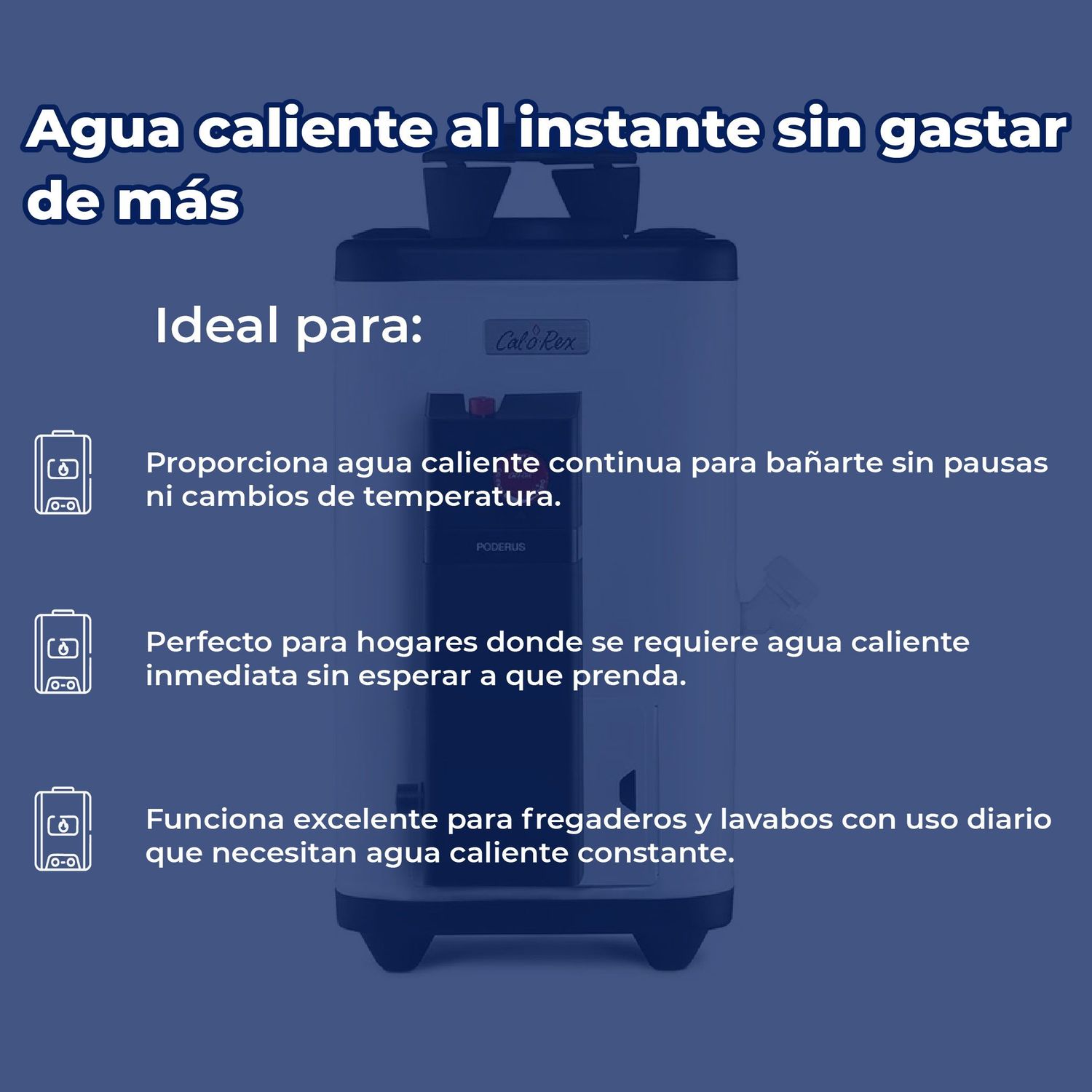 Calentador Paso Rápida Recuperación Calorex Poderus Gas LP 6 L