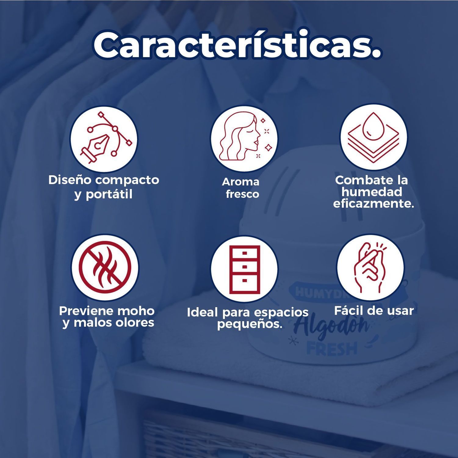 Mini Deshumidificador Humydry de Algodón Antihumedad