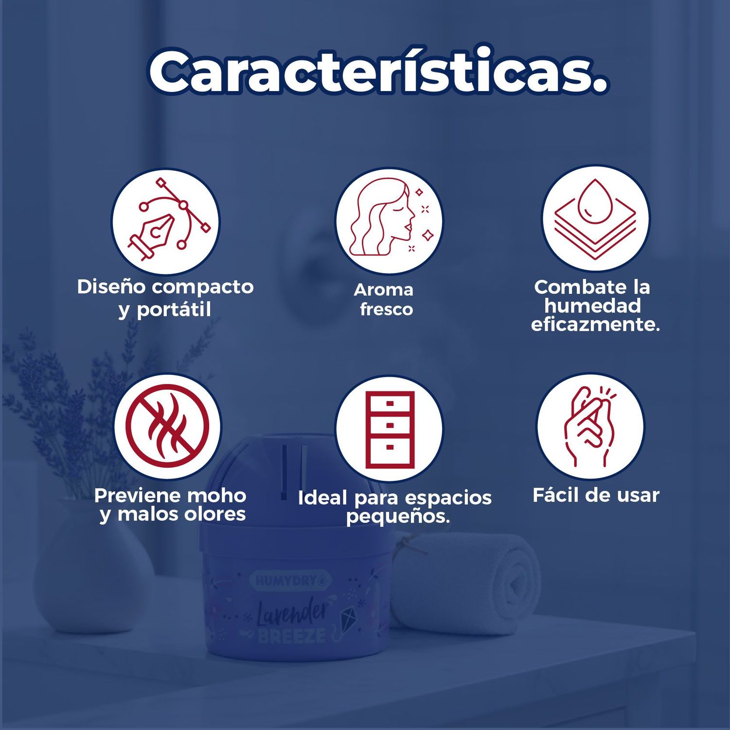 Mini Deshumidificador de Ambiente Humydry Aroma Lavanda