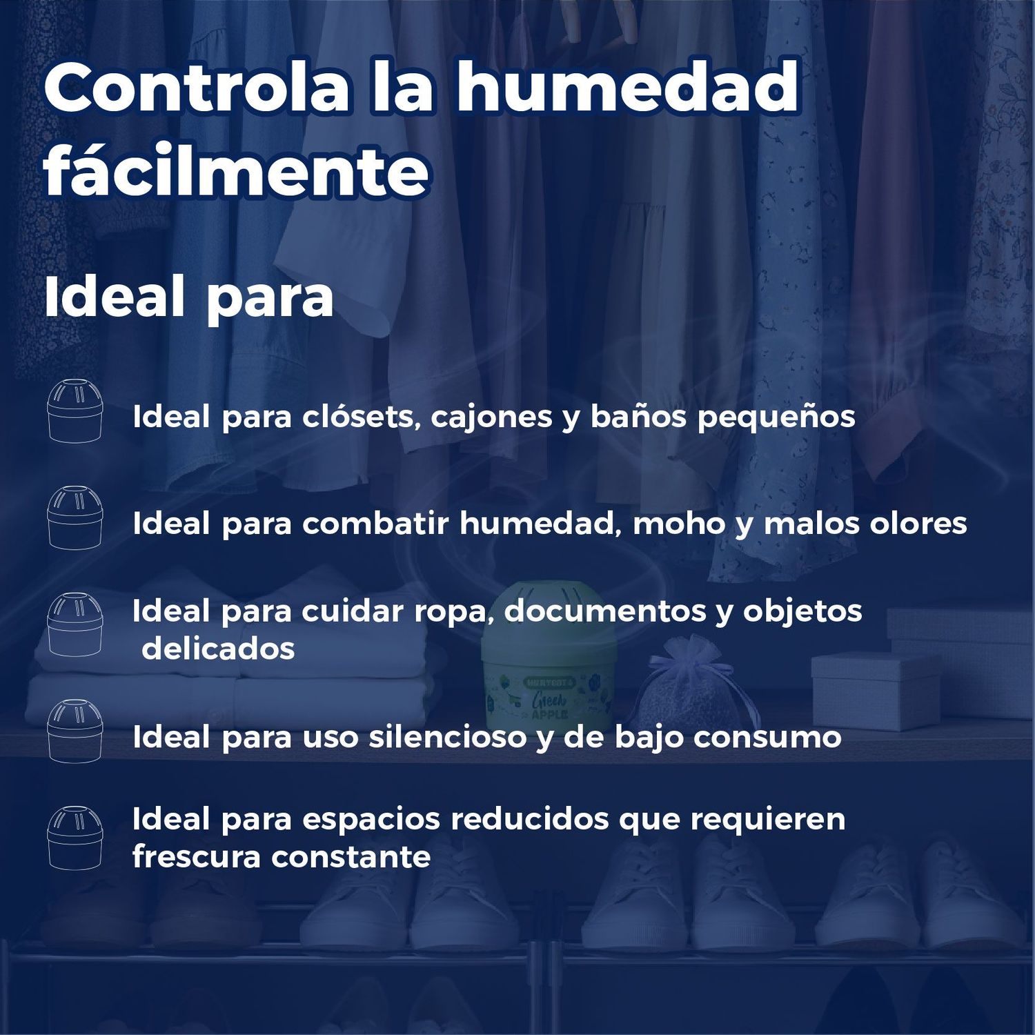 Mini Deshumidificador Humydry Aroma Manzana Para la Humedad