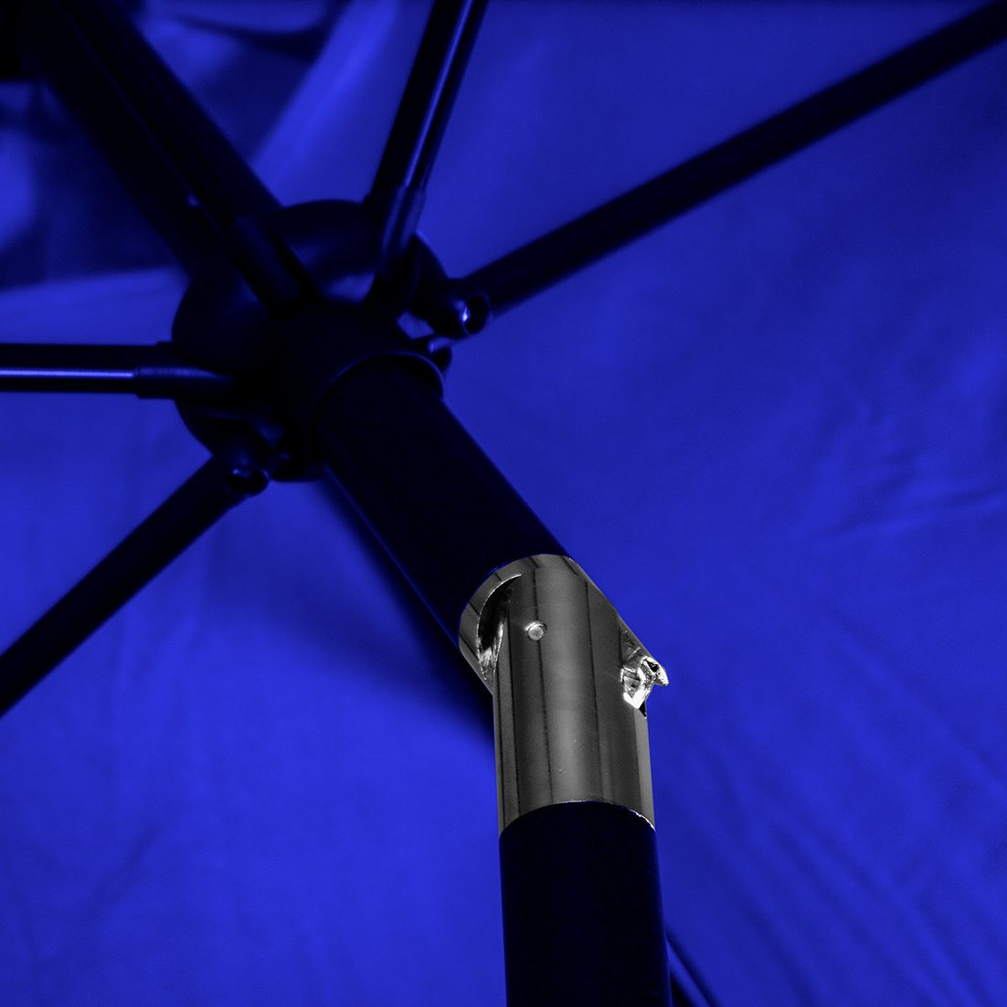 Sombrilla Jardín Manivela Acero Azul