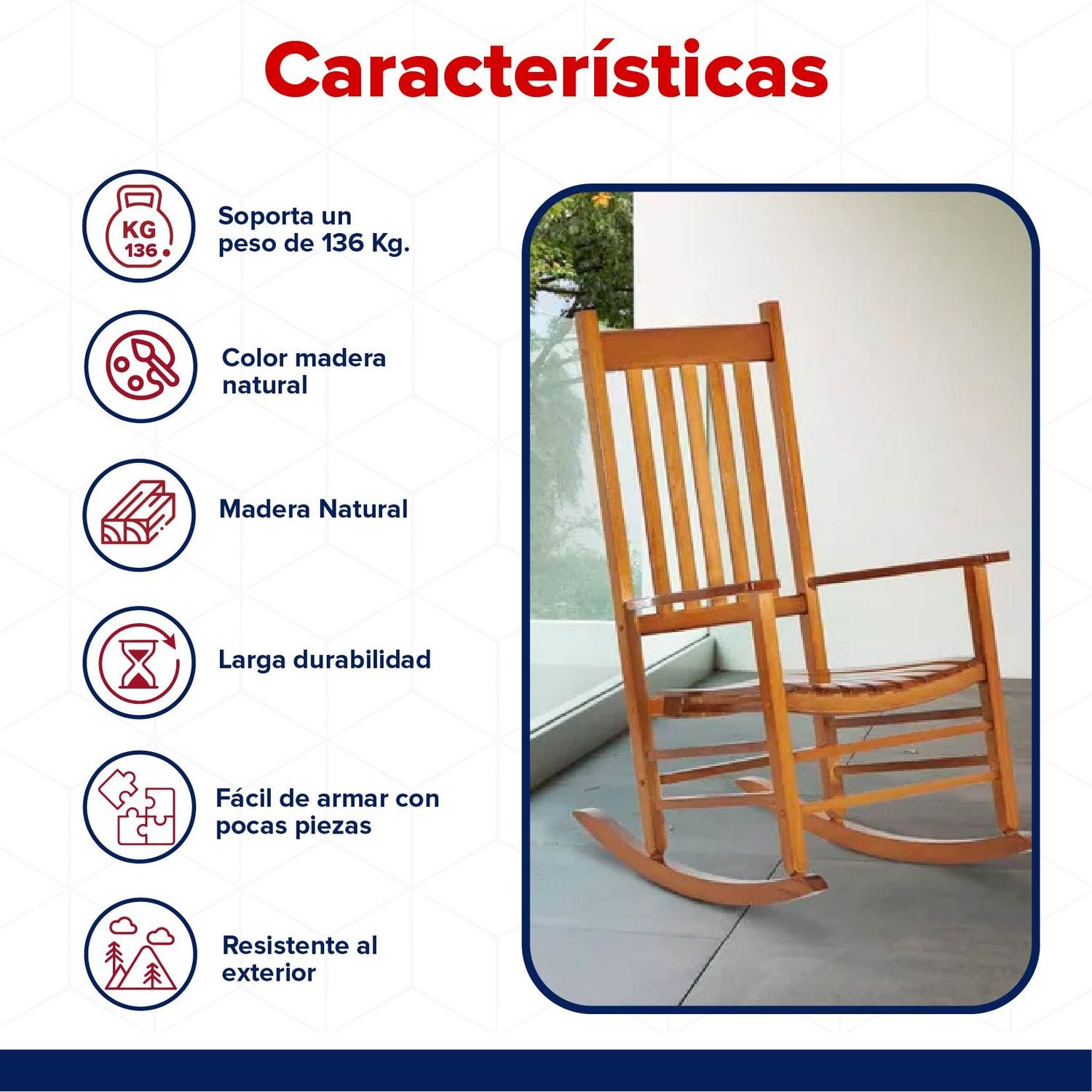 Silla Mecedora Madera Natural