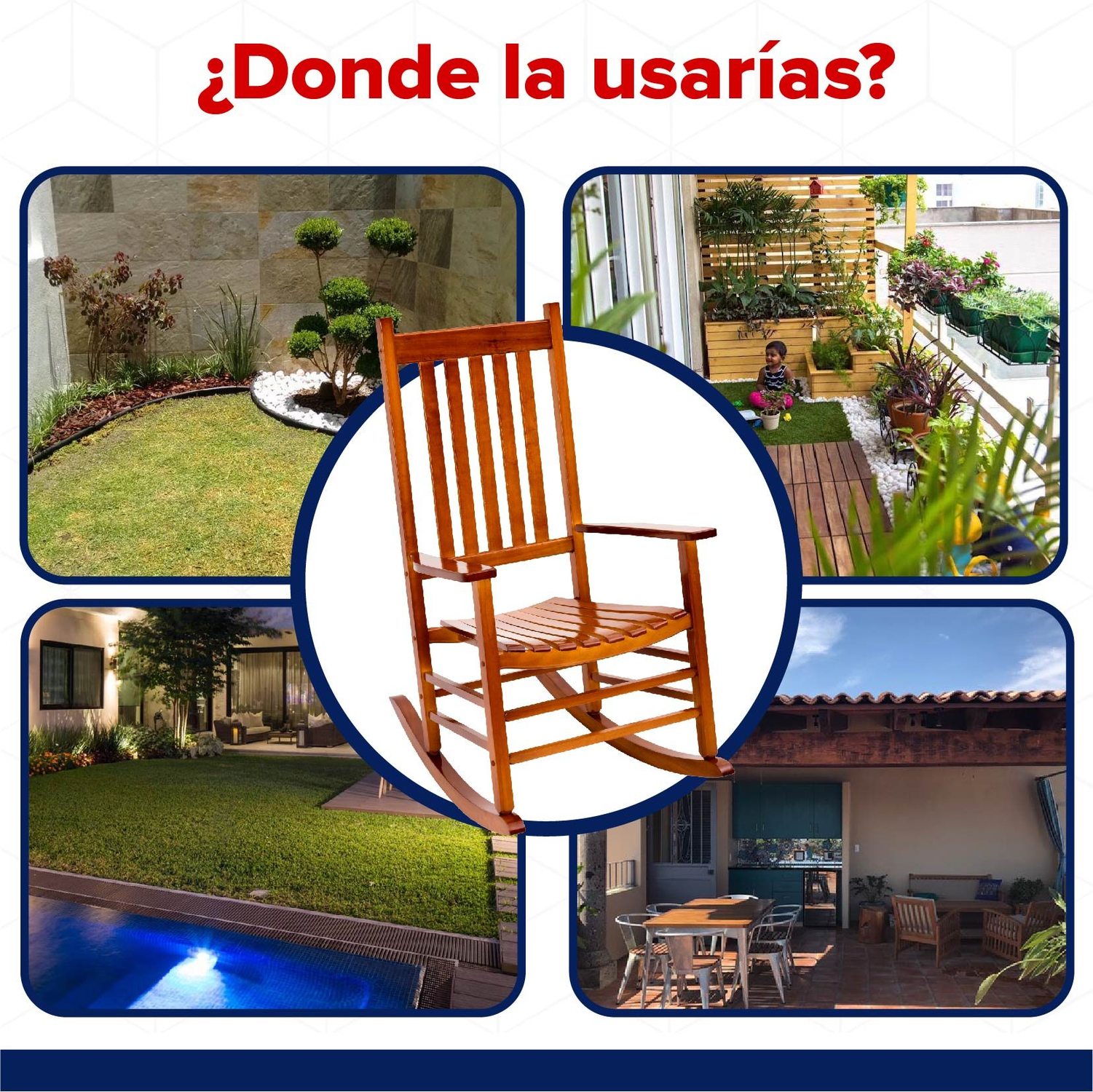 Silla Mecedora Madera Natural