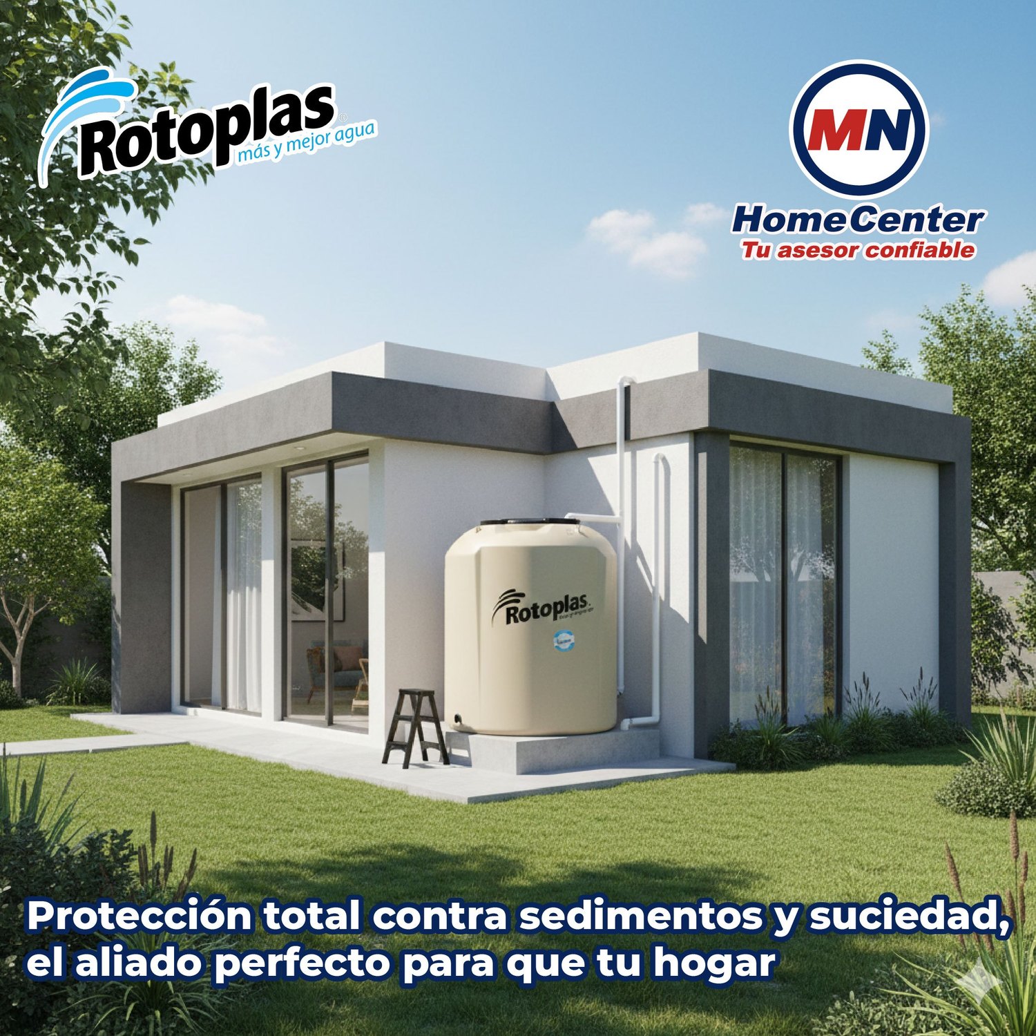 Tinaco Plus Beige 800 L C/Herrajes y Filtro 1.18 X 1.03